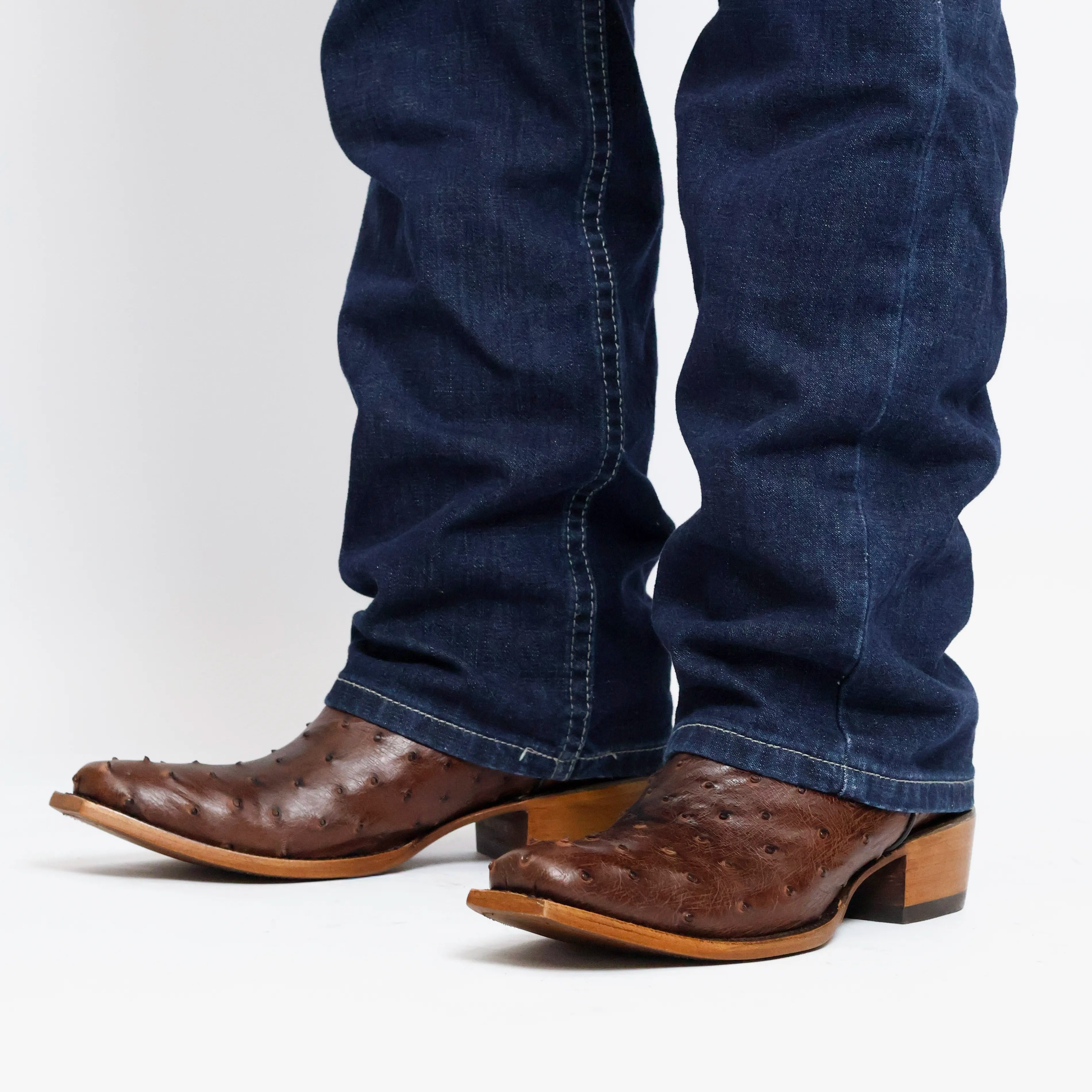 Men's Mocha Full Quill Ostrich JW Toe Cowboy Boots by Vaccari