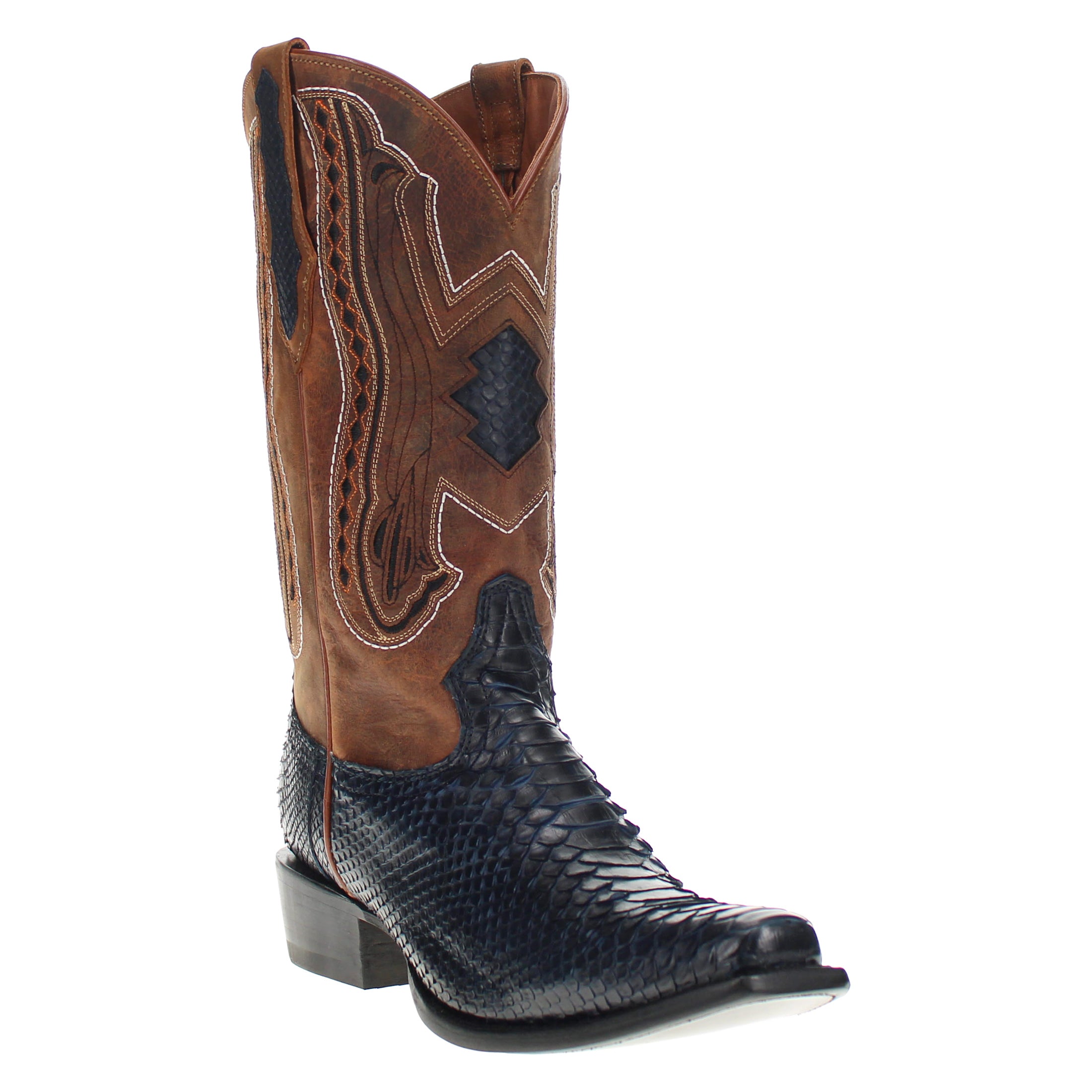 Men's Navy Blue Python JW Toe Cowboy Boots by Vaccari