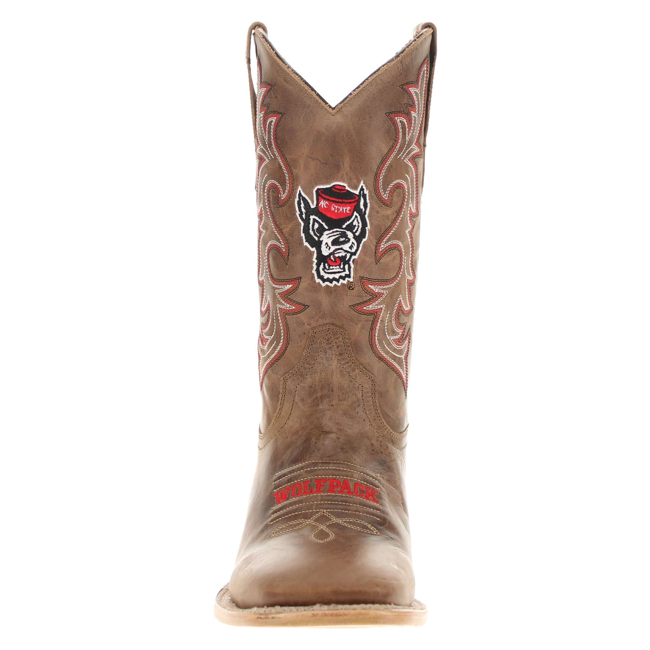 Men's North Carolina State University Tan Sqaure Toe Cowboy Boots by Vaccari