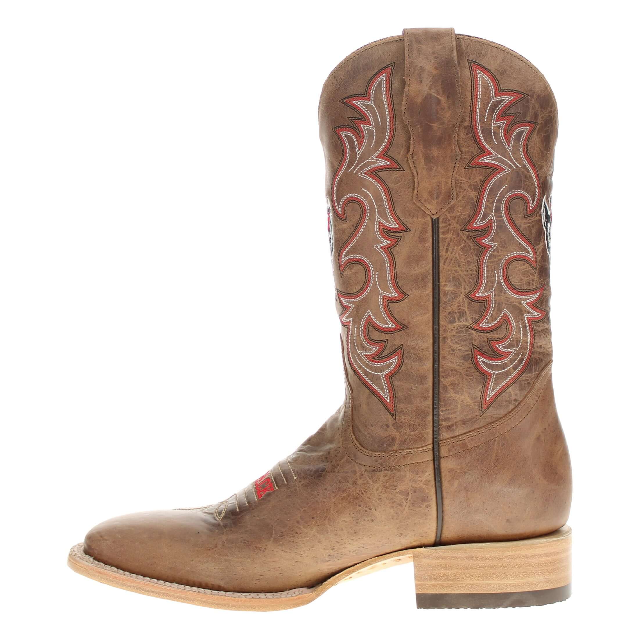 Men's North Carolina State University Tan Sqaure Toe Cowboy Boots by Vaccari
