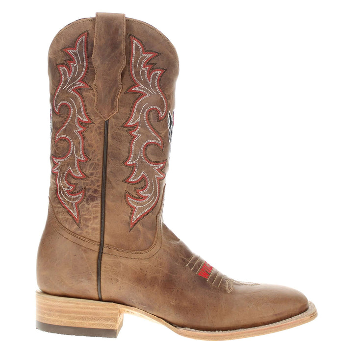 Men's North Carolina State University Tan Sqaure Toe Cowboy Boots by Vaccari