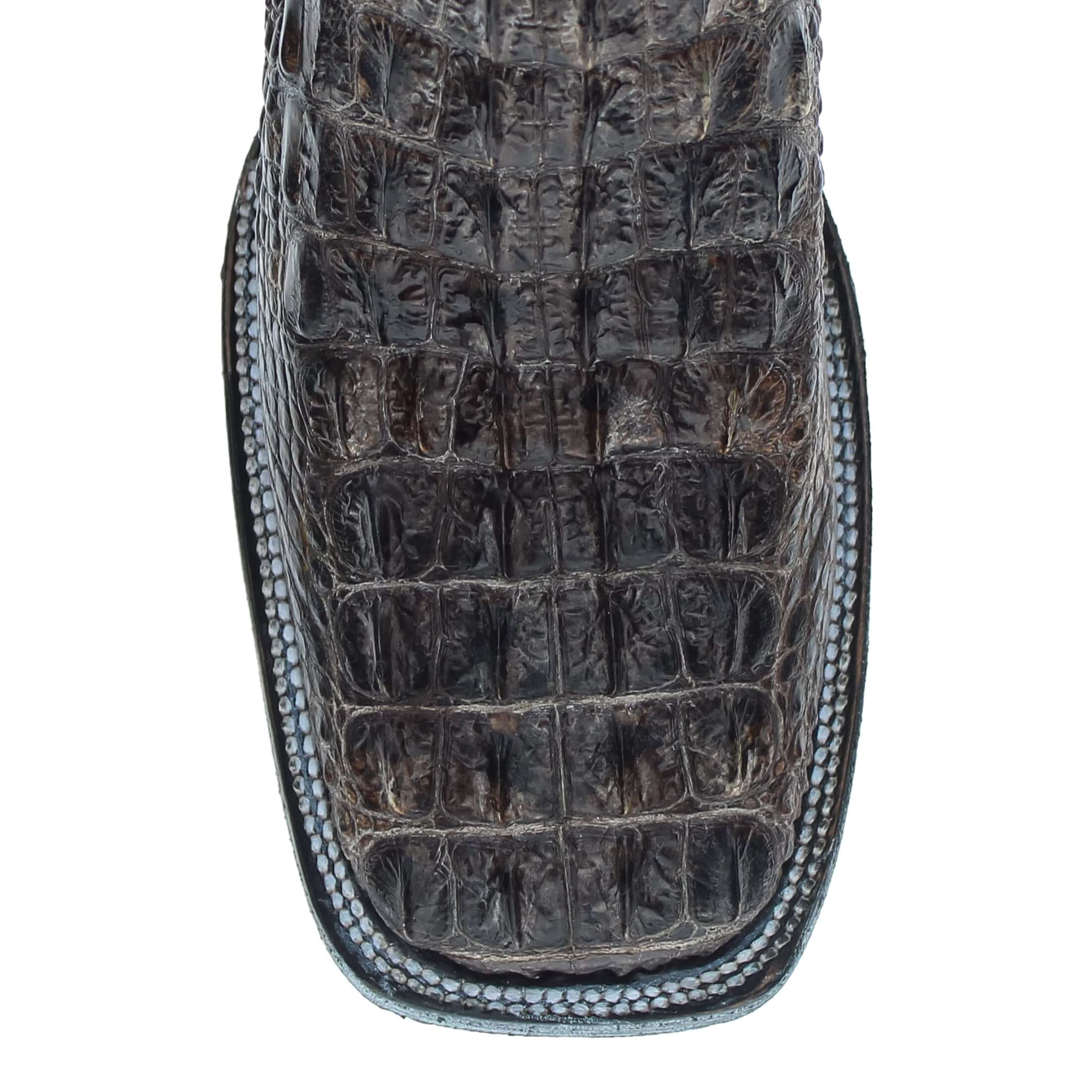 Mens Natural American Alligator Hornback Square Toe Cowboy Boots by Vaccari