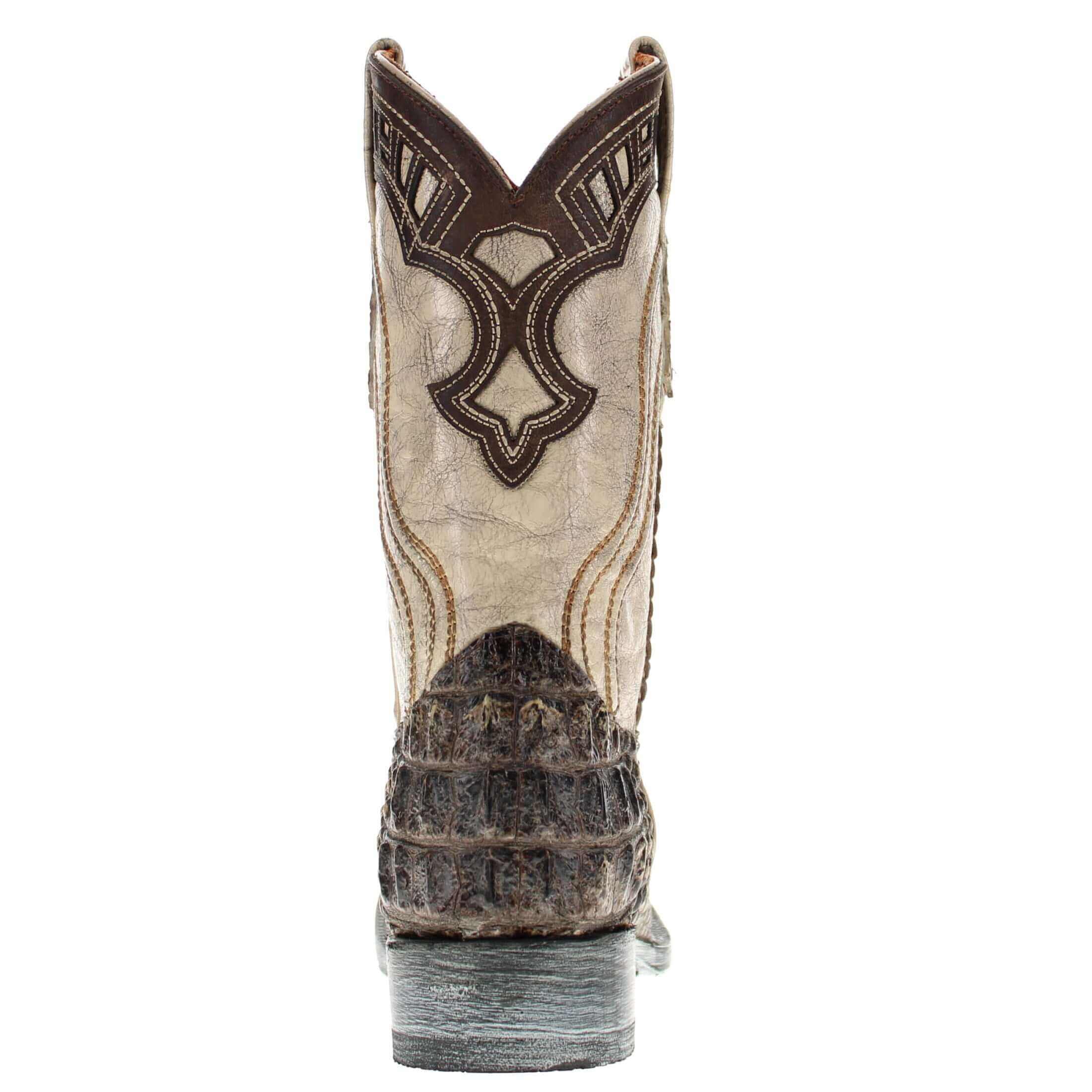 Mens Natural American Alligator Headcut Square Toe Cowboy Boots by Vaccari