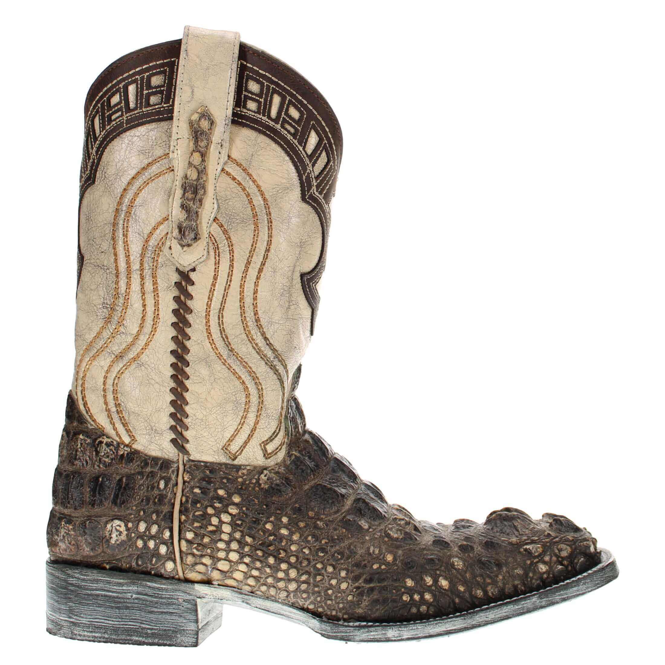Mens Natural American Alligator Headcut Square Toe Cowboy Boots by Vaccari