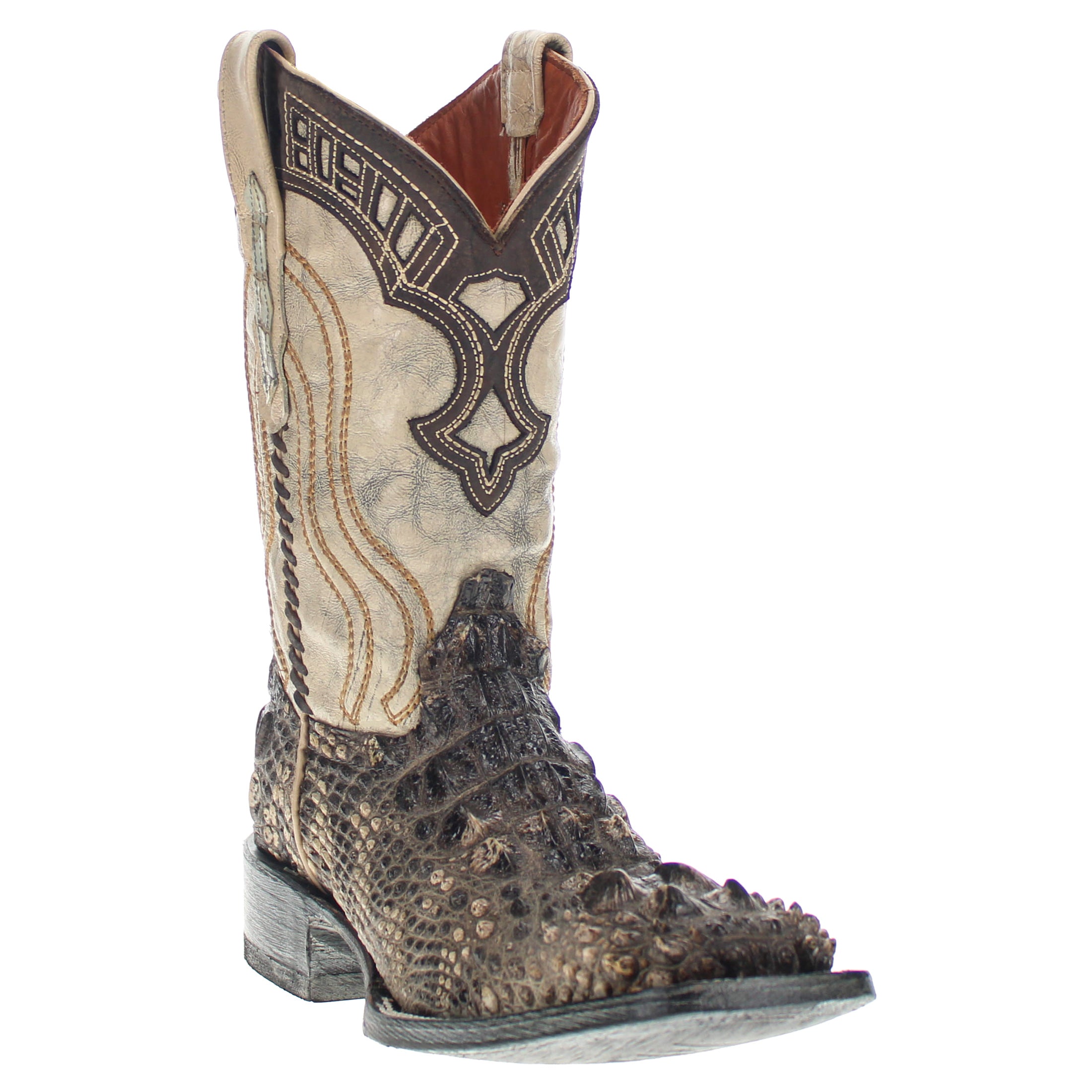 Mens Natural American Alligator Headcut Square Toe Cowboy Boots by Vaccari