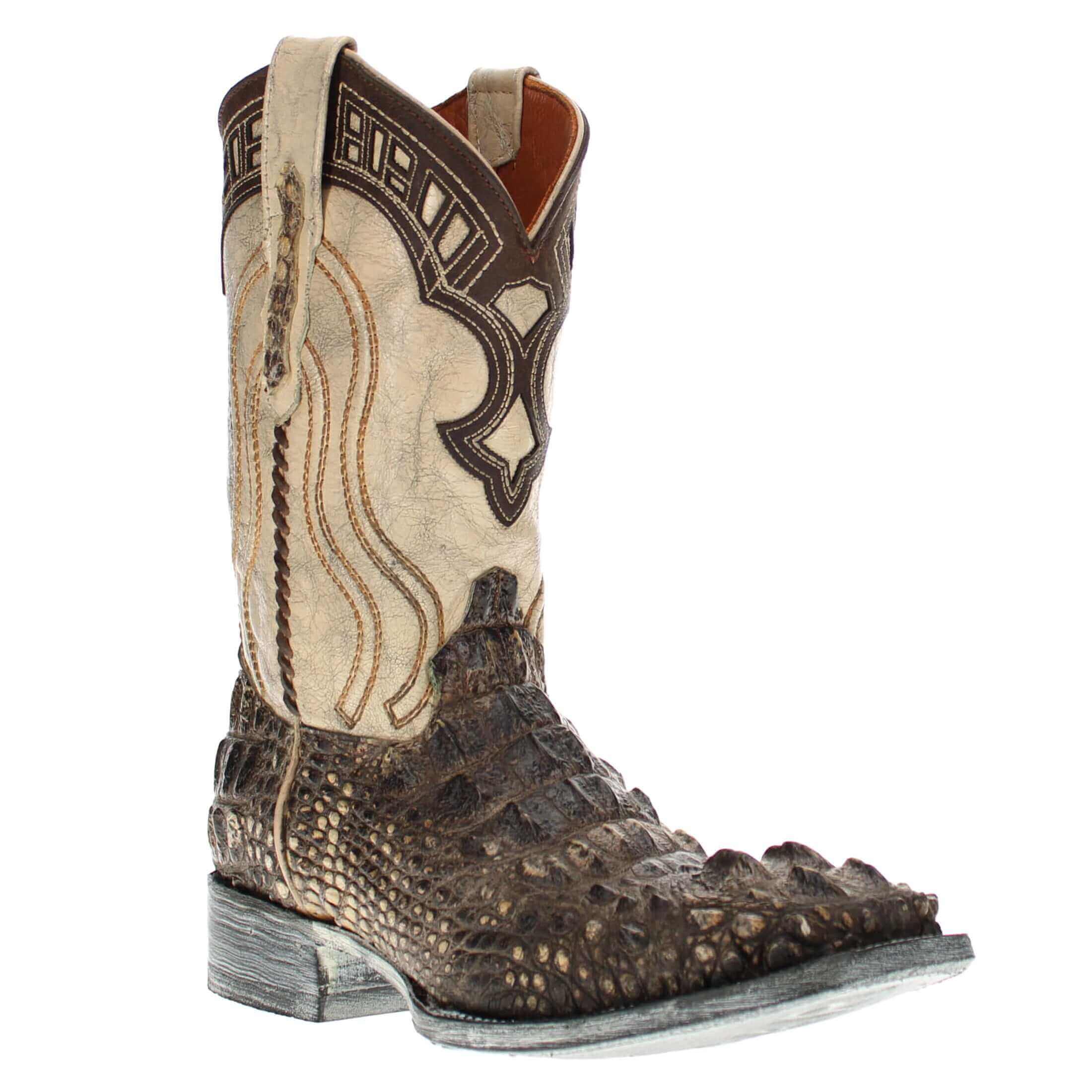 Mens Natural American Alligator Headcut Square Toe Cowboy Boots by Vaccari