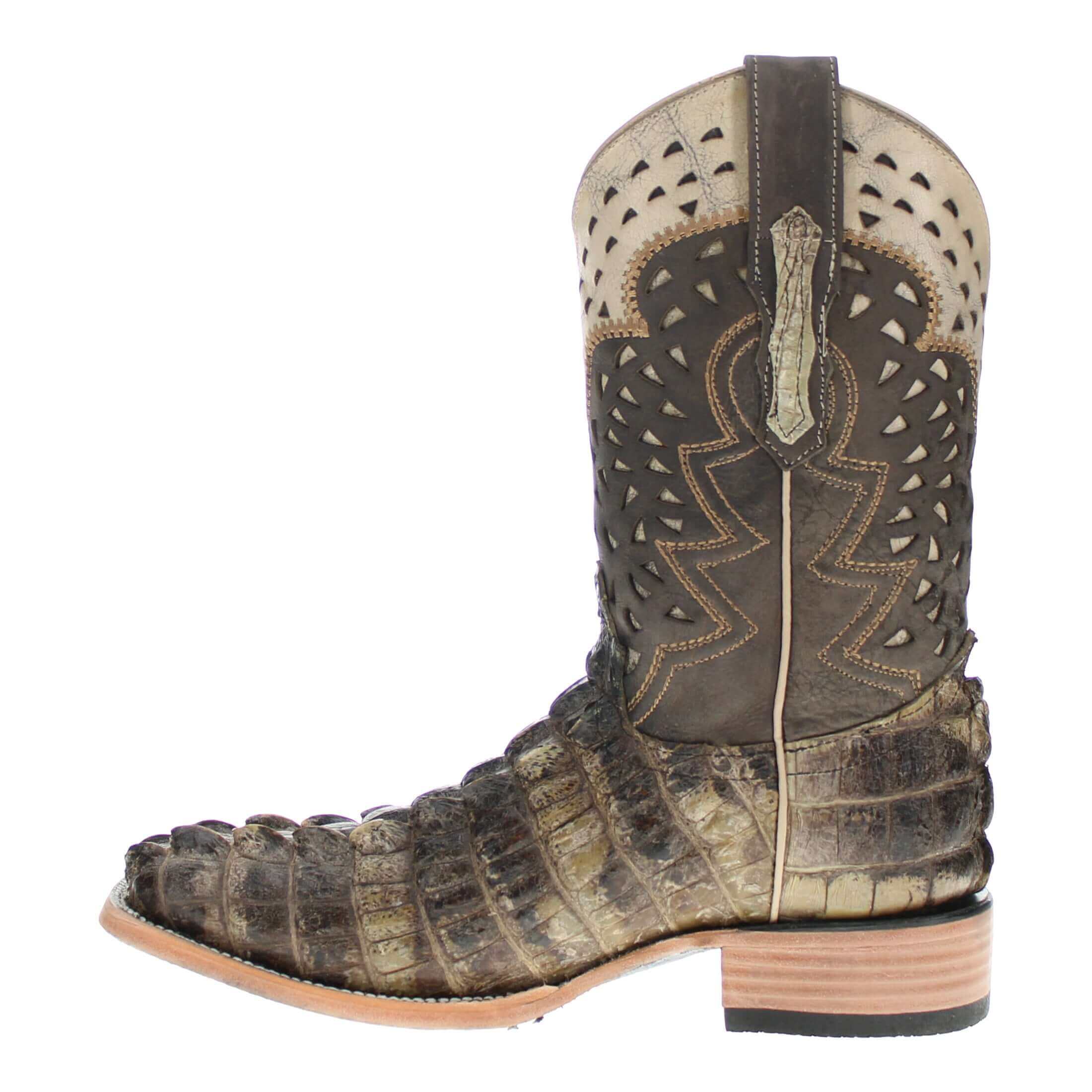 Men's Natural American Alligator Tail Cut Hornback Cowboy Boots Axel by Vaccari
