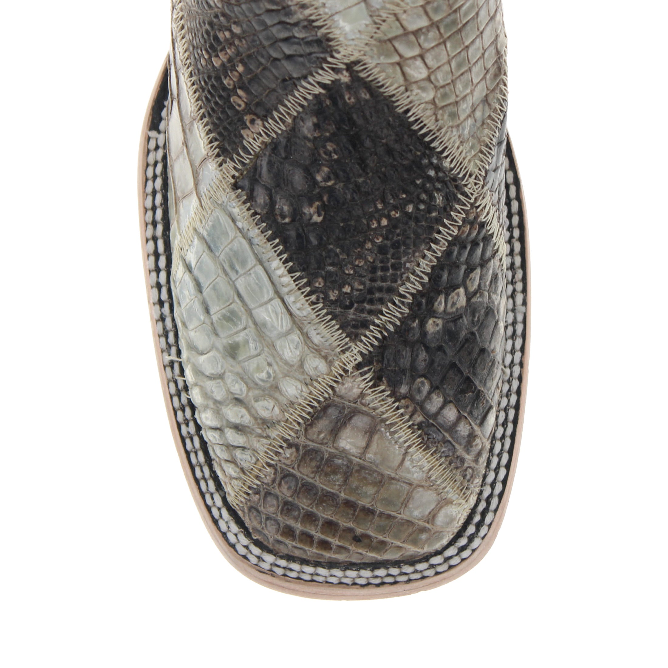 Men's Natural Patchwork Alligator Belly Square Toe Cowboy Boots Beau by Vaccari