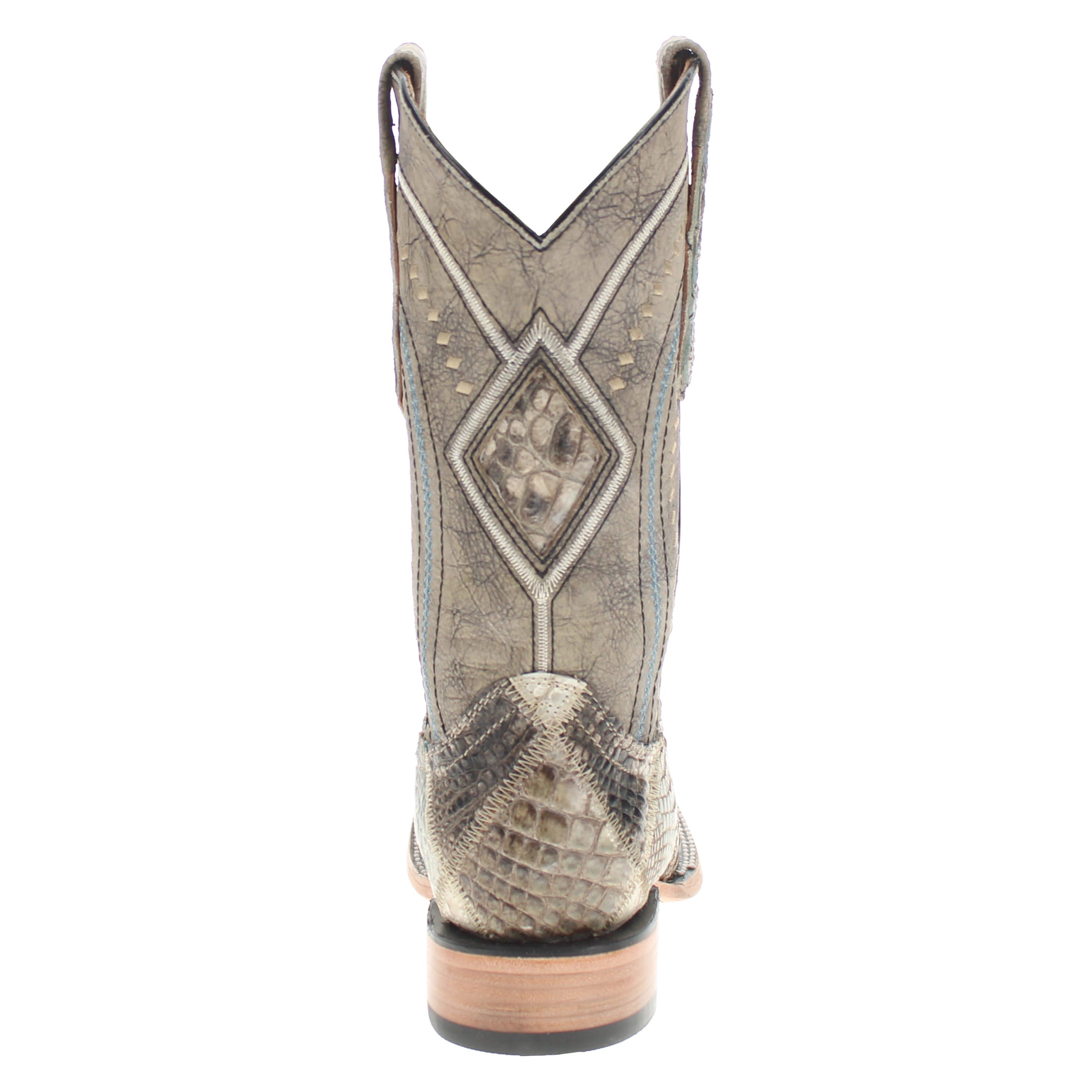 Men's Natural Patchwork Alligator Belly Square Toe Cowboy Boots Beau by Vaccari