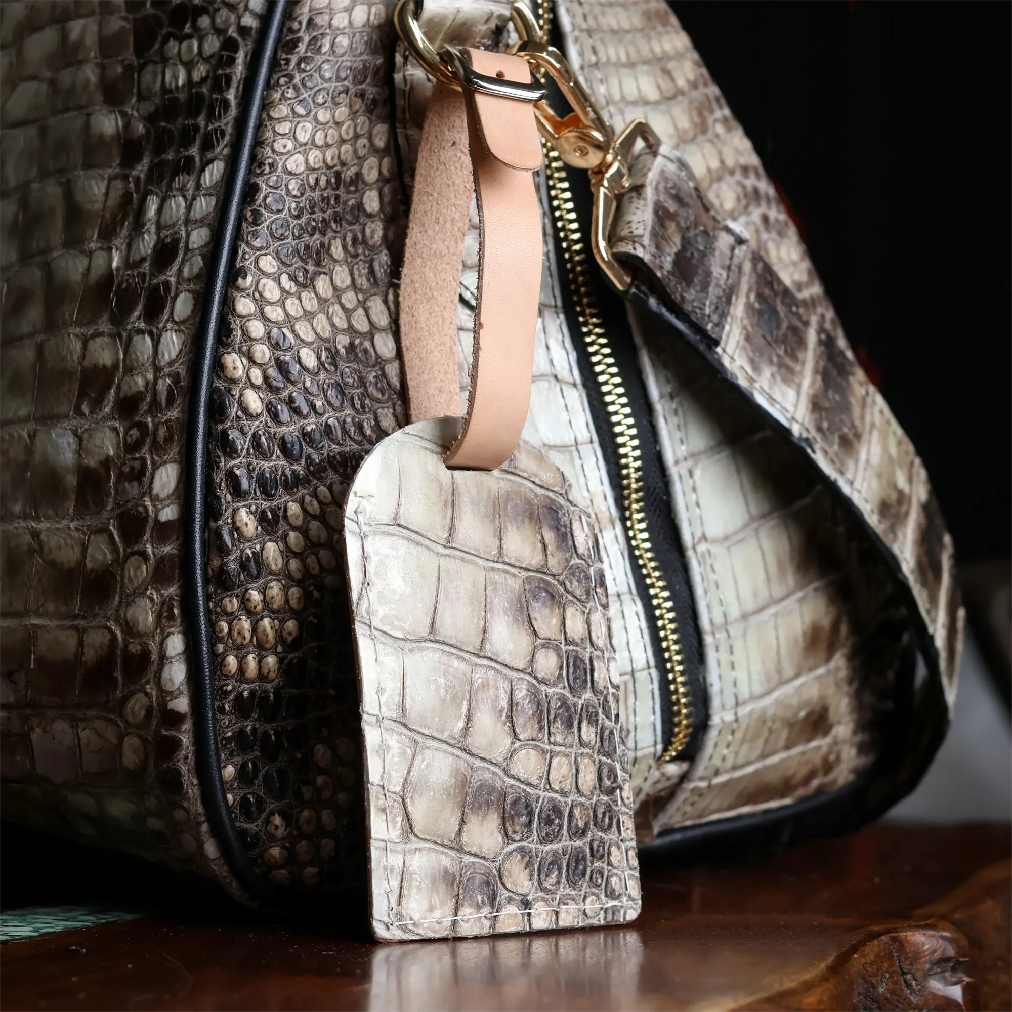 Natural American Alligator Luggage Tag by Vaccari