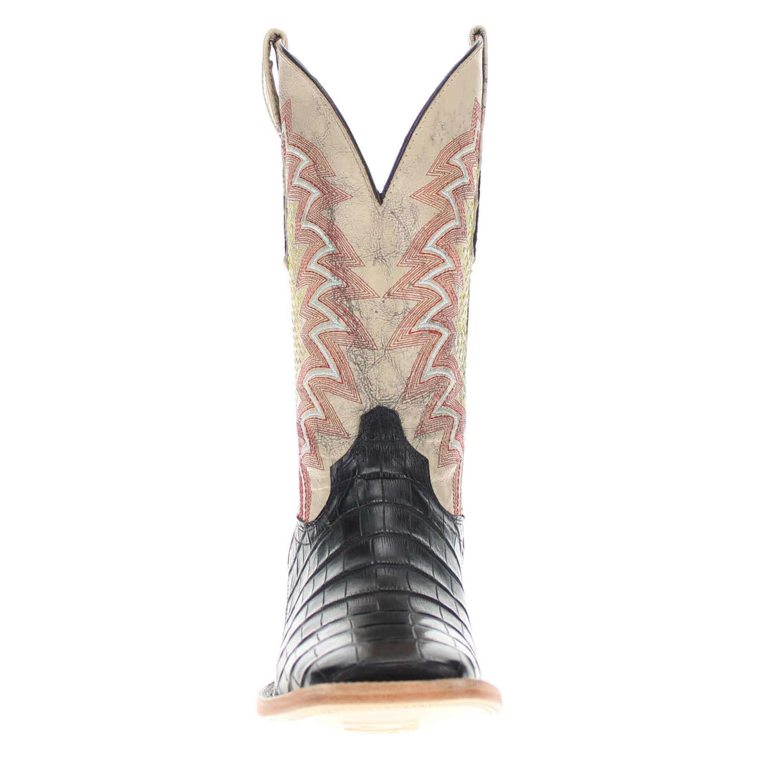 Mens Black American Alligator Belly Tail Square Toe Cowboy Boots That Looks Similar to Caiman by Vaccari
