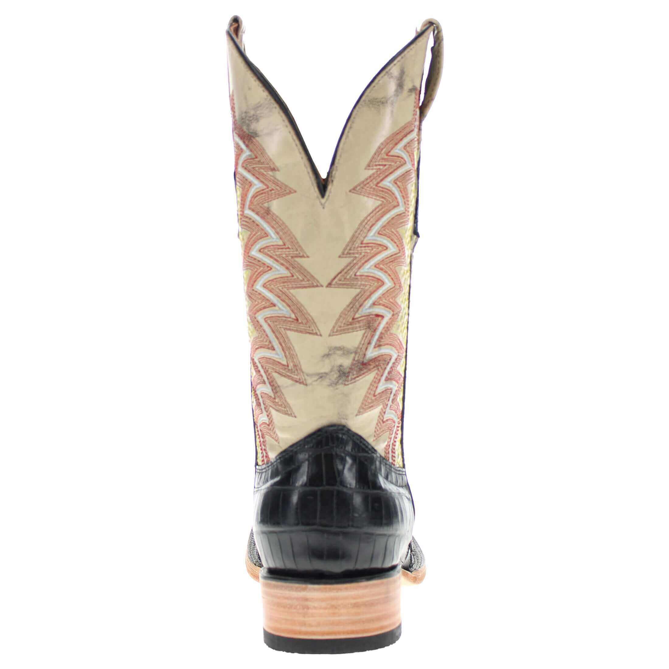 Mens Black American Alligator Belly Tail Square Toe Cowboy Boots That Looks Similar to Caiman by Vaccari