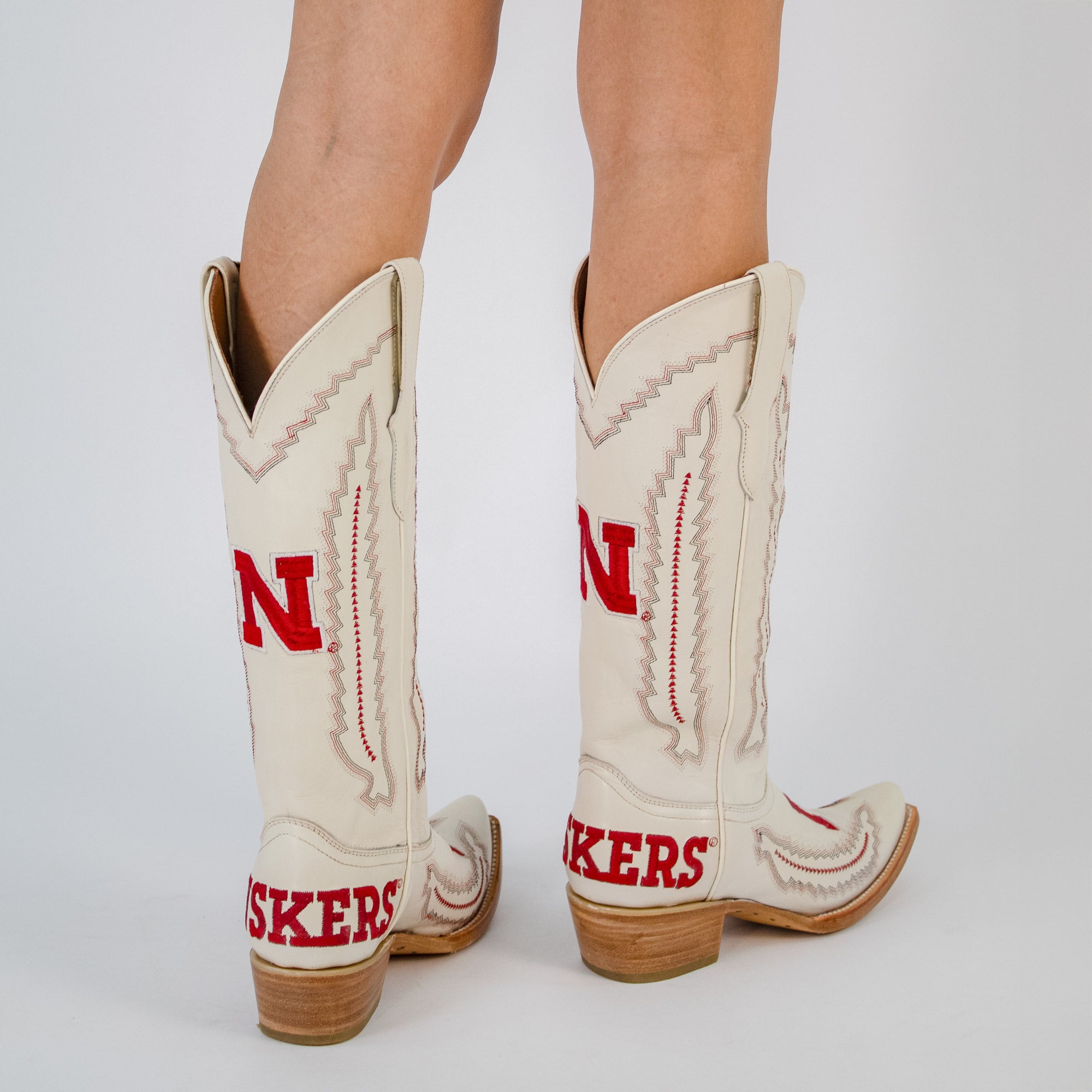 Women's University of Nebraska Cornhuskers Bone Snip Toe Cowgirl Boots Naomi by Vaccari
