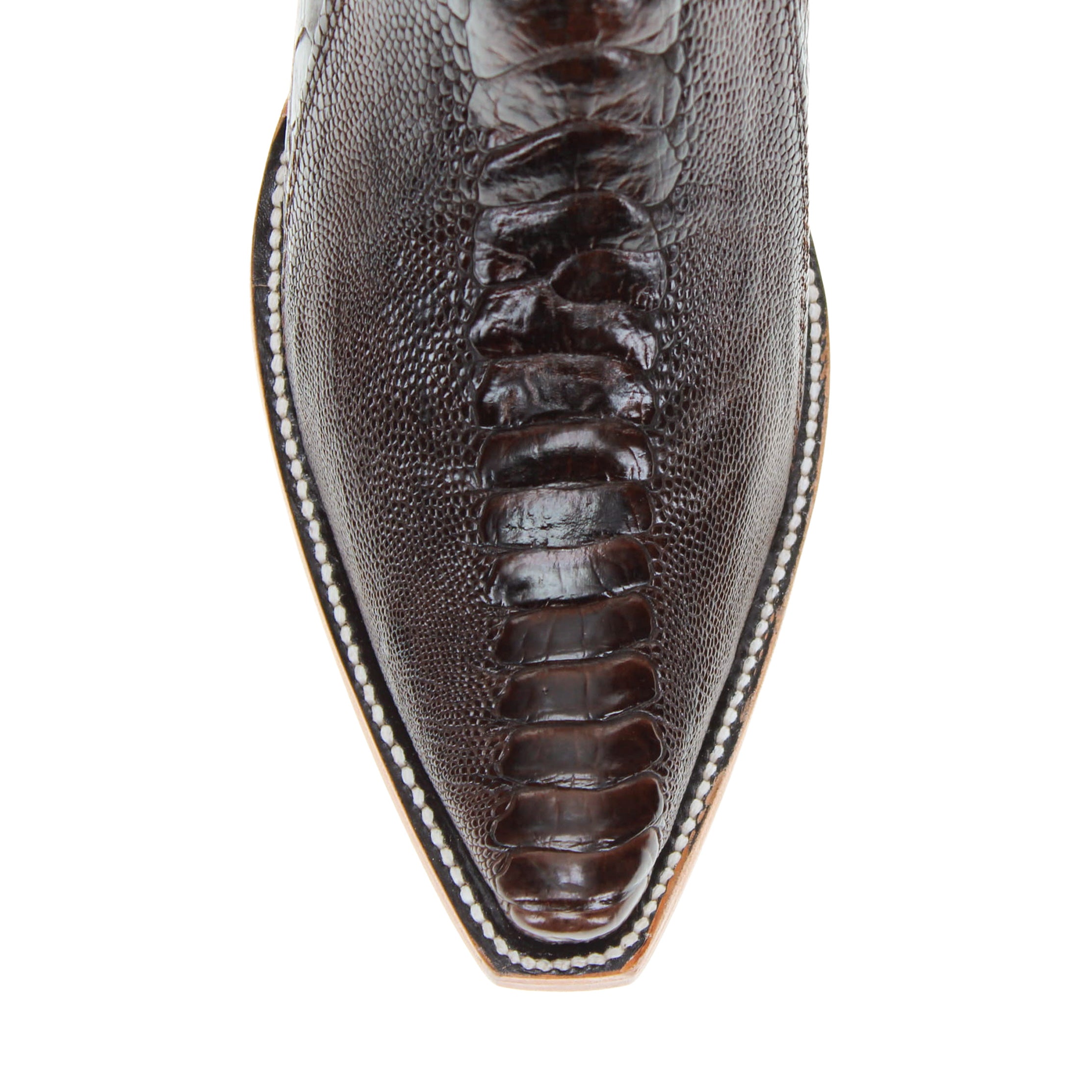 Men's Mocha Ostrich Leg Retro Toe Cowboy Boots by Vaccari