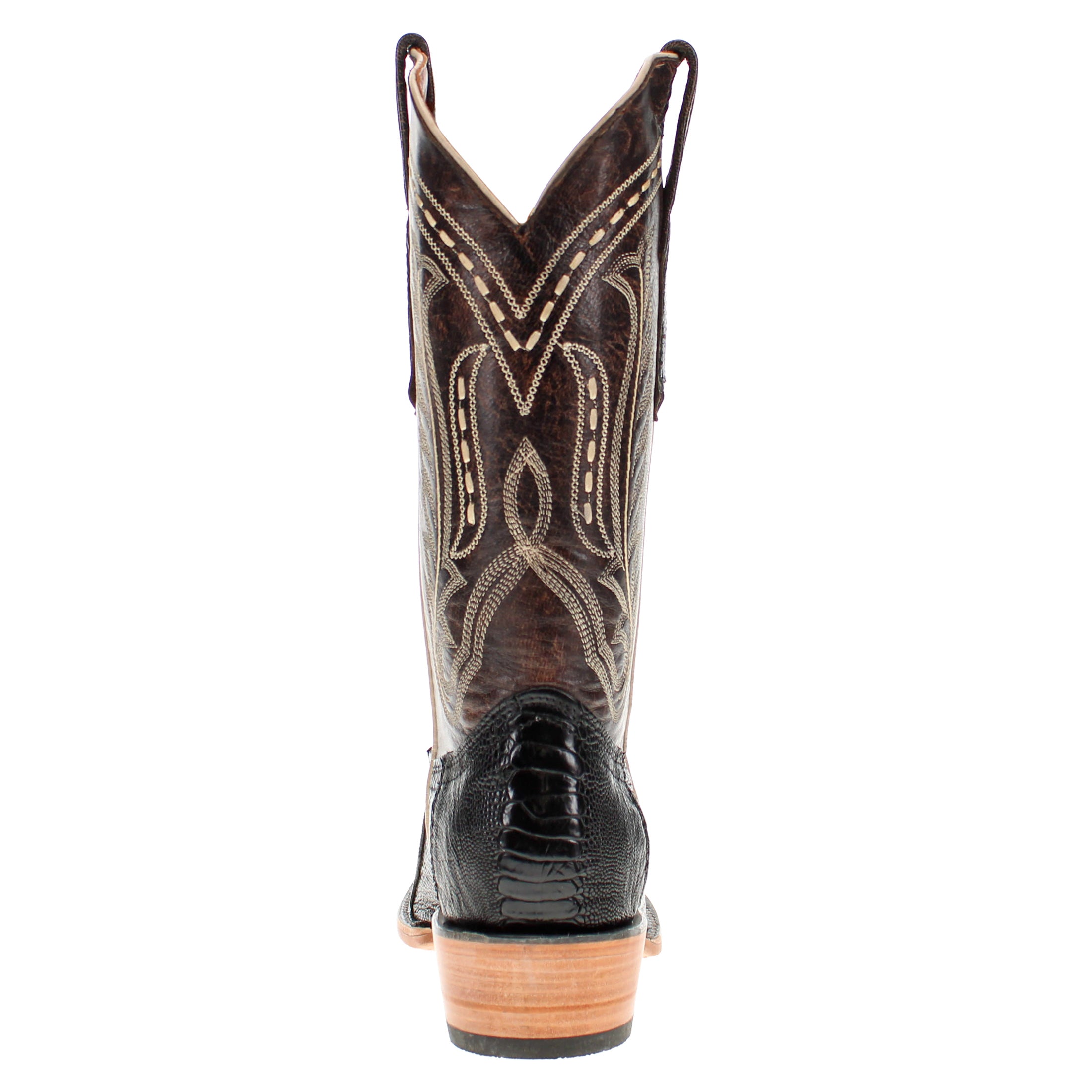 Men's Black Ostrich Leg Retro Toe Cowboy Boots by Vaccari
