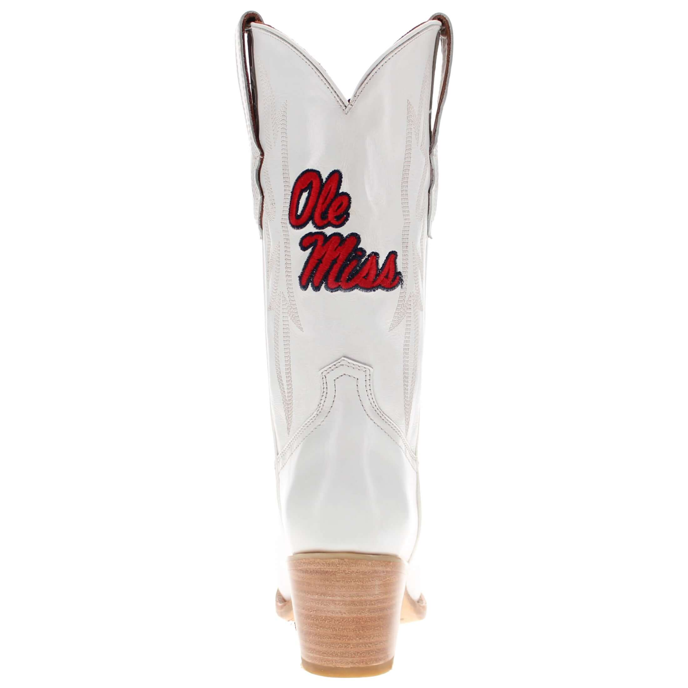 Women's University of Mississippi All White Pointed Toe Cowgirl Boots Leighton Vaccari University