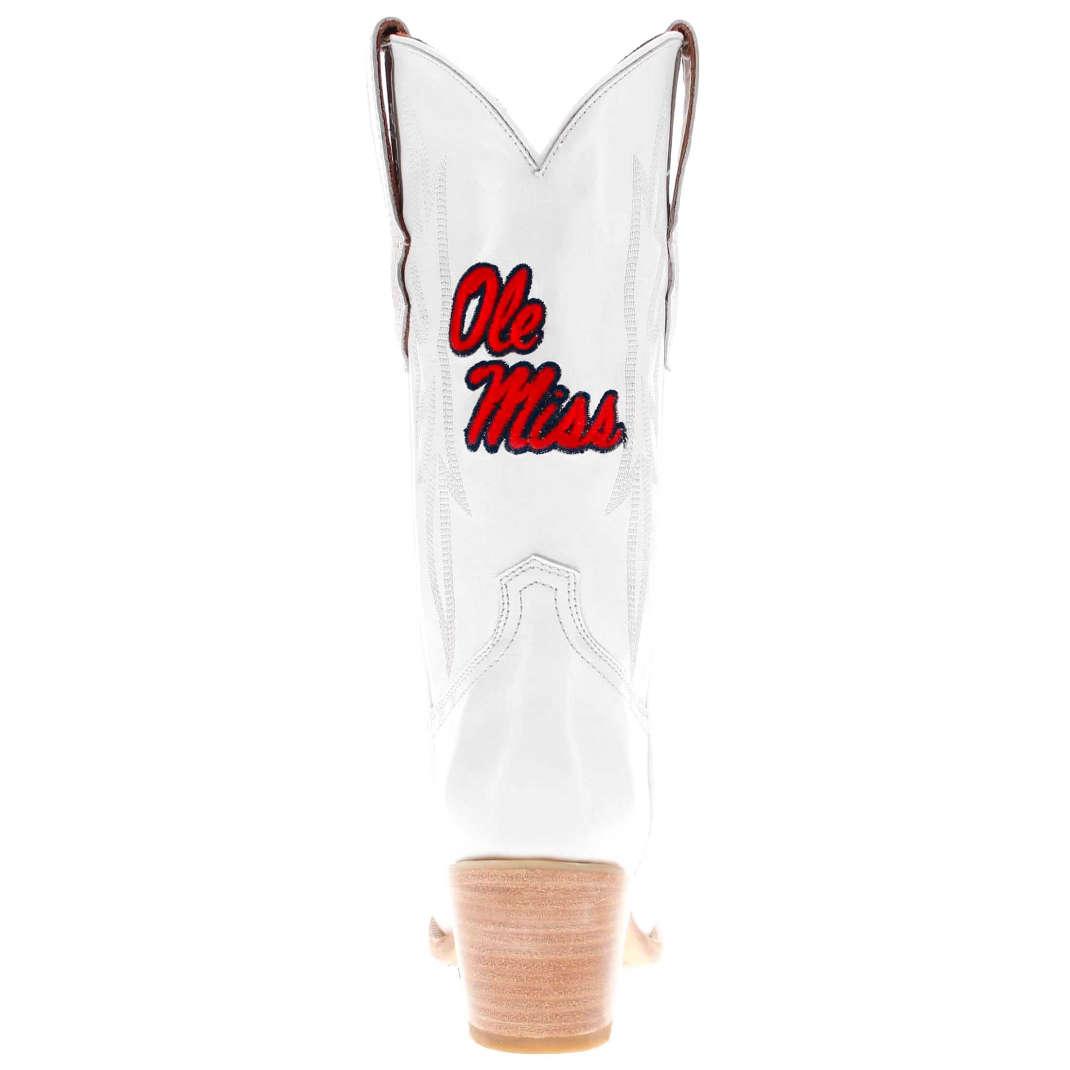 Women's University of Mississippi All White Pointed Toe Cowgirl Boots Leighton Vaccari University