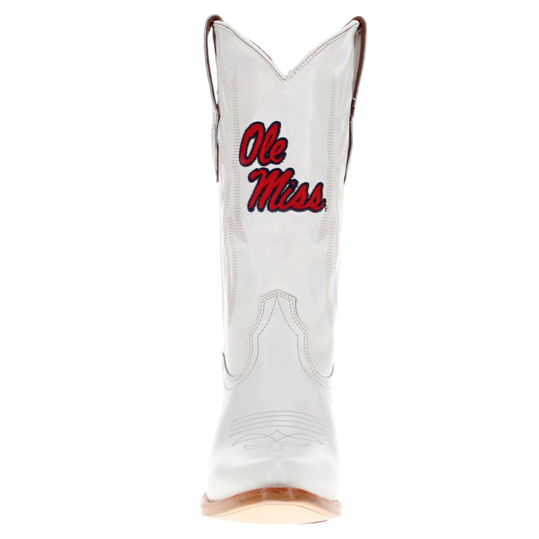 Women's University of Mississippi All White Pointed Toe Cowgirl Boots Leighton Vaccari University