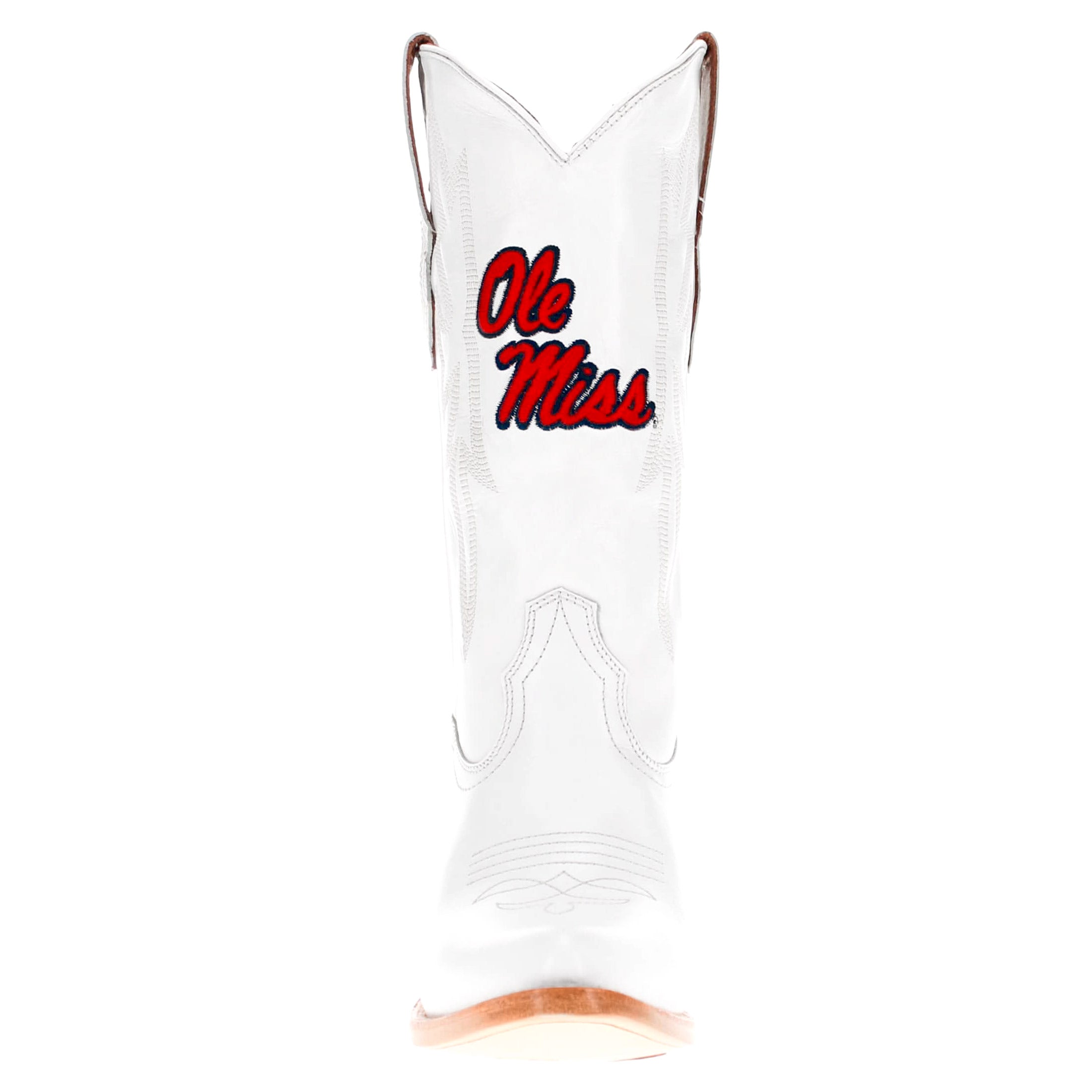 Women's University of Mississippi All White Pointed Toe Cowgirl Boots Leighton Vaccari University