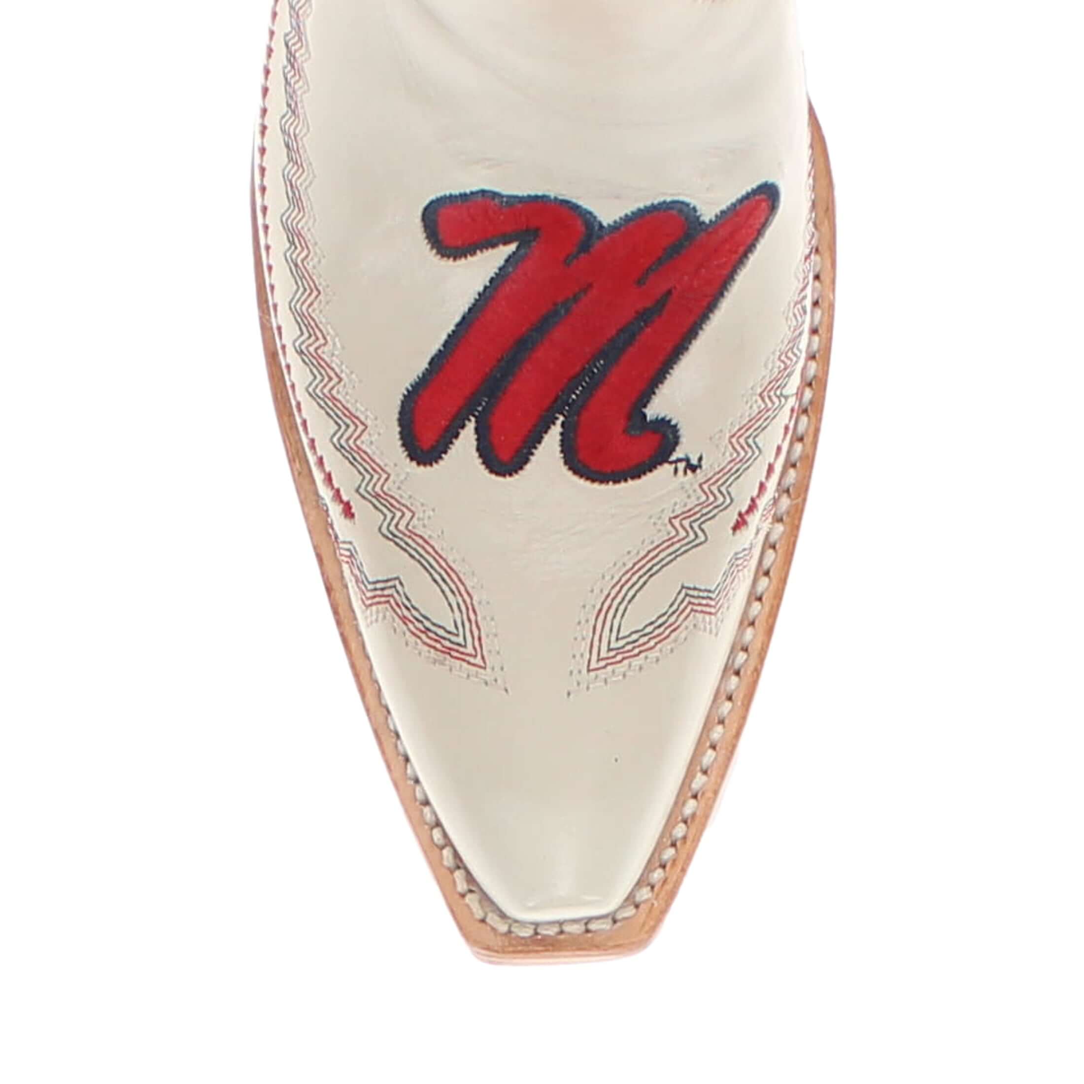 Women's University of Mississippi Bone Snip Toe Cowgirl Boots Naomi by Vaccari