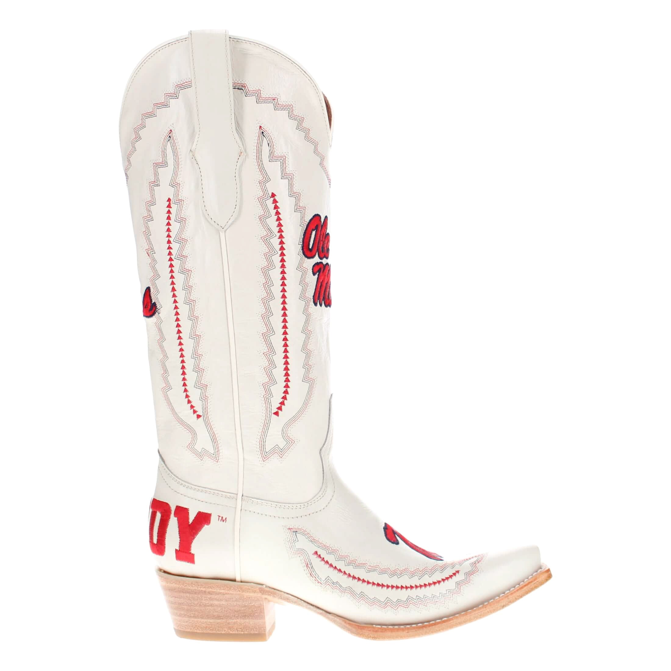 Women's University of Mississippi Bone Snip Toe Cowgirl Boots Naomi by Vaccari