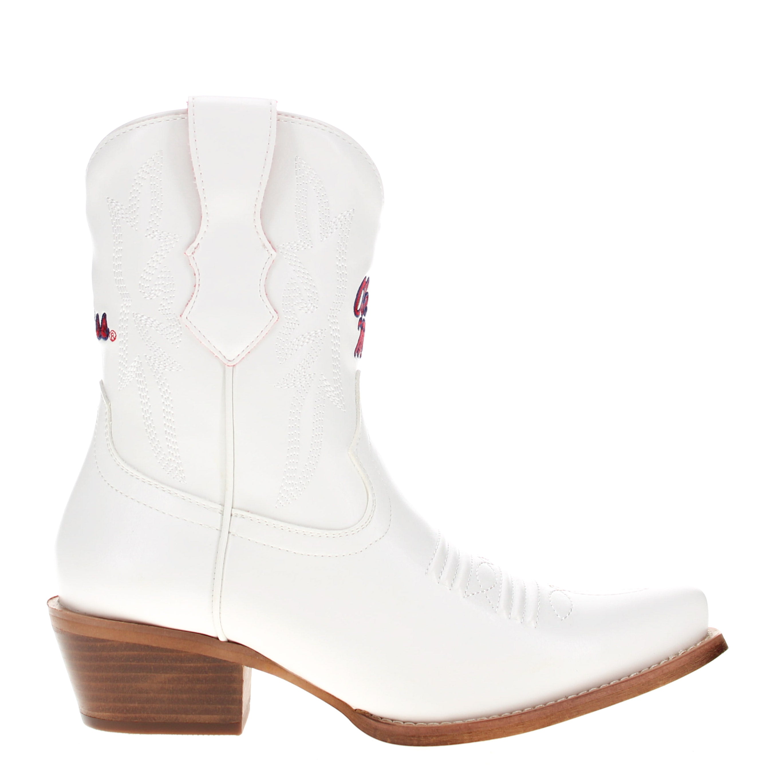 Women's University of Mississippi White Cowgirl Boots with Color Tassel Lynn by V by Vaccari