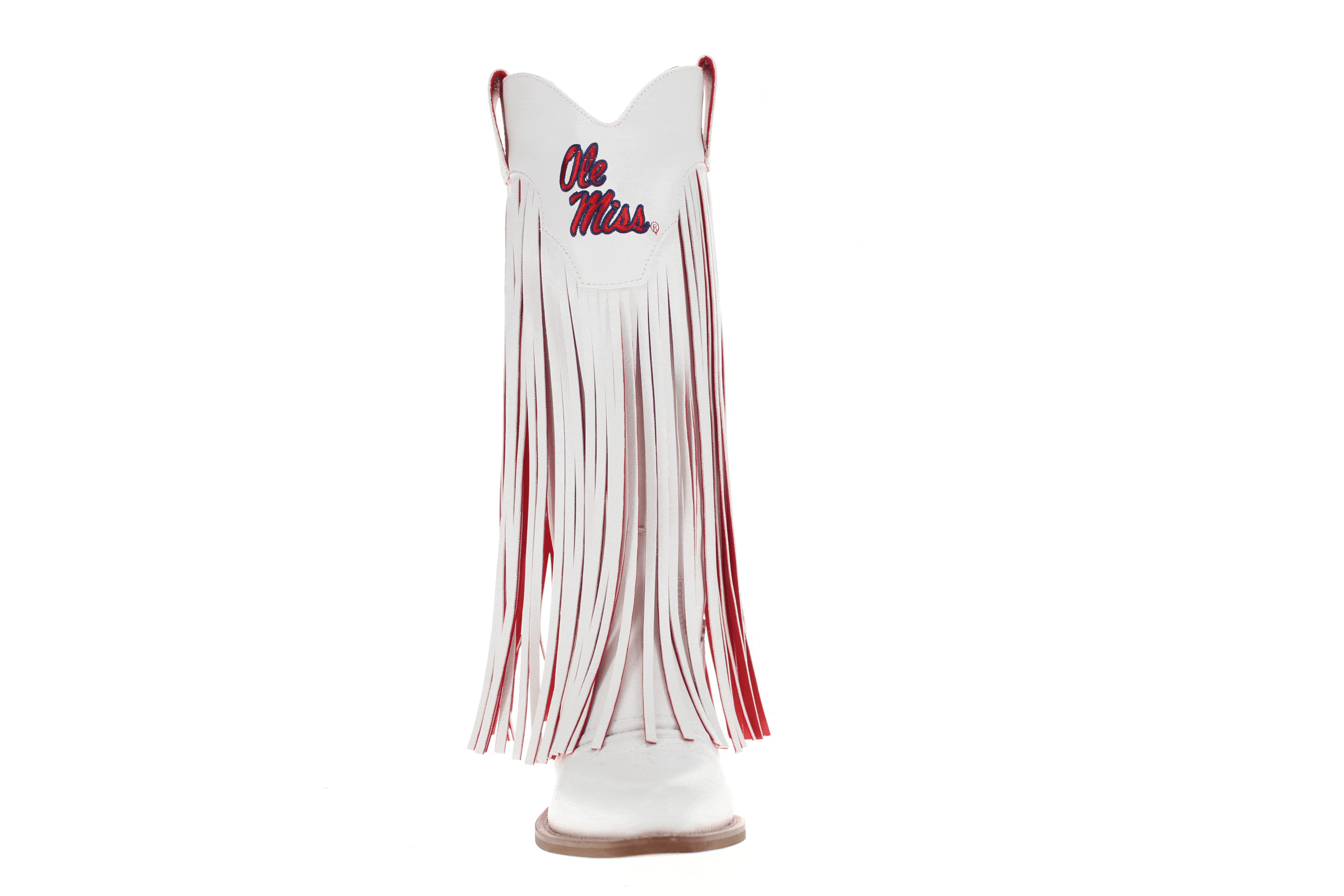 University of Mississippi Kacey White Fringe Boot By V By Vaccari