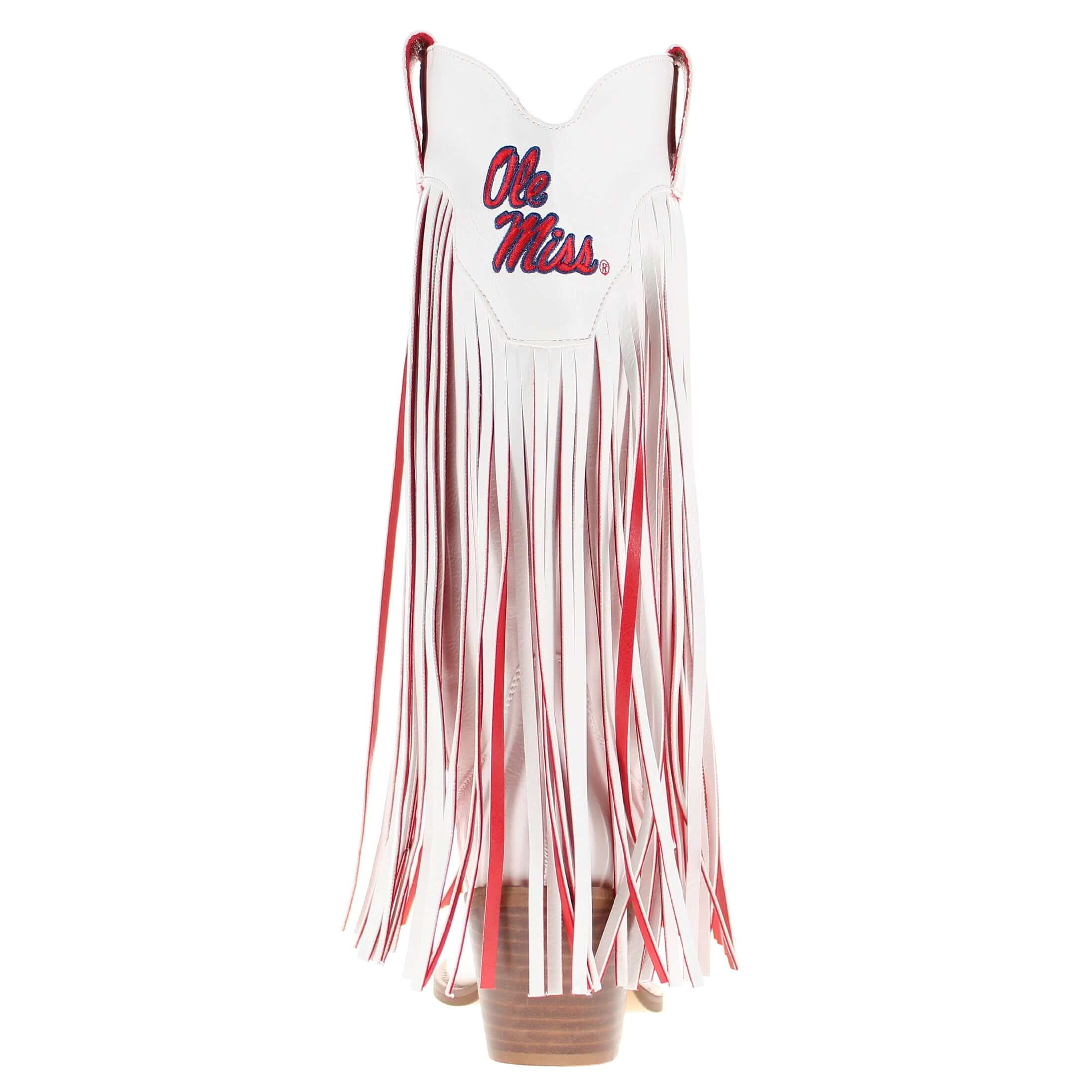 University of Mississippi Kacey White Fringe Boot By V By Vaccari