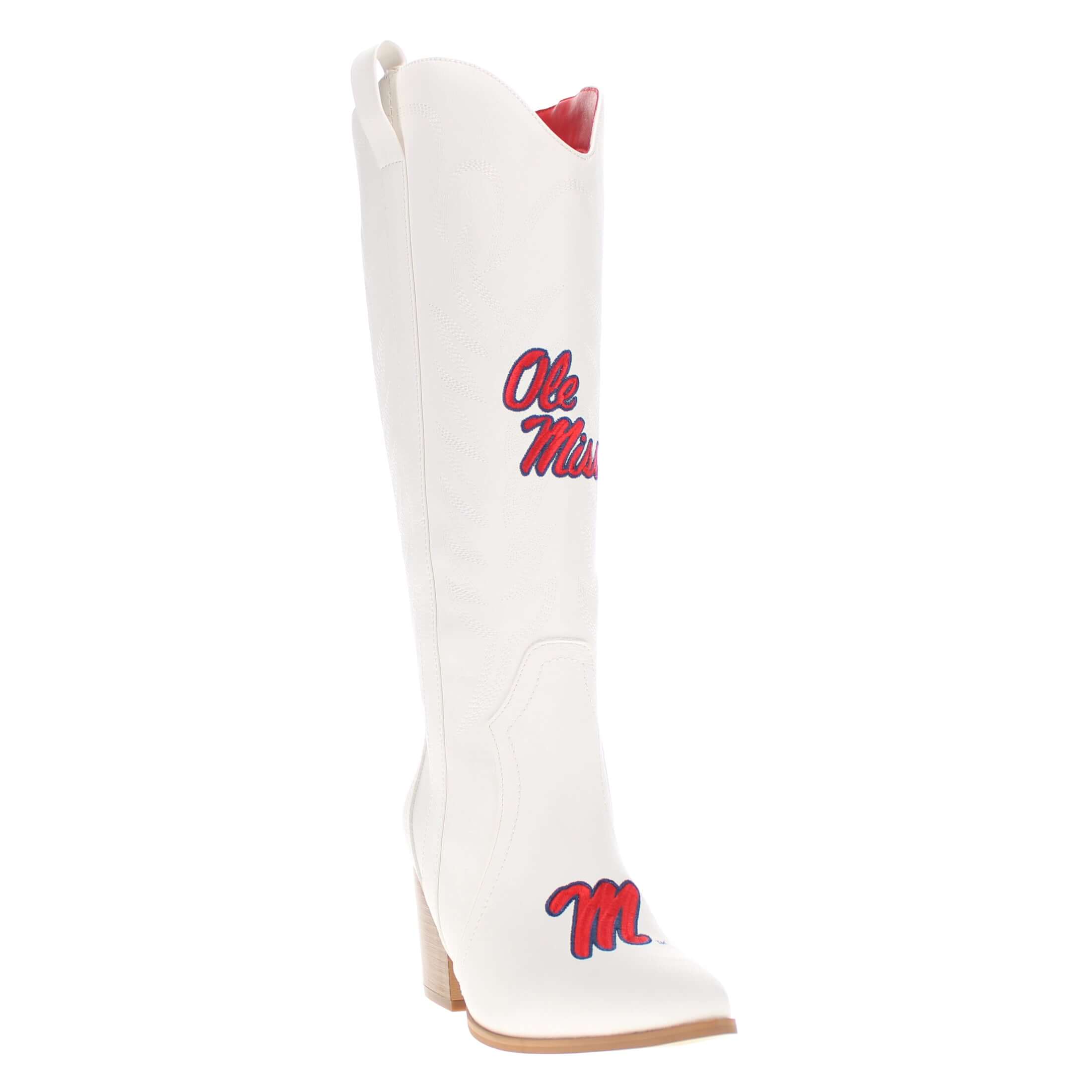 University of Mississippi Blair Tall White Boot By V By Vaccari