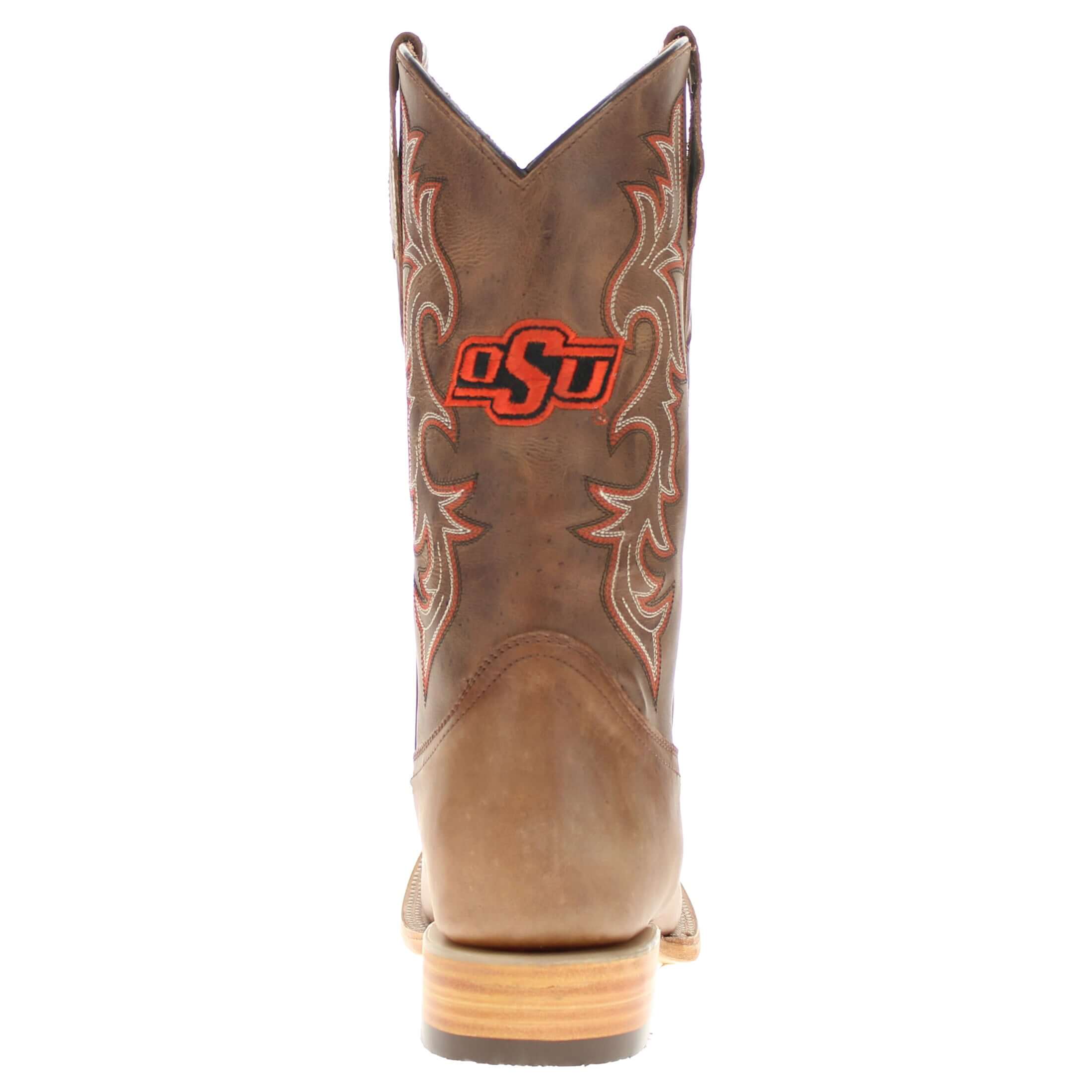 Men's Oklahoma State University Tan Sqaure Toe Cowboy Boots by Vaccari