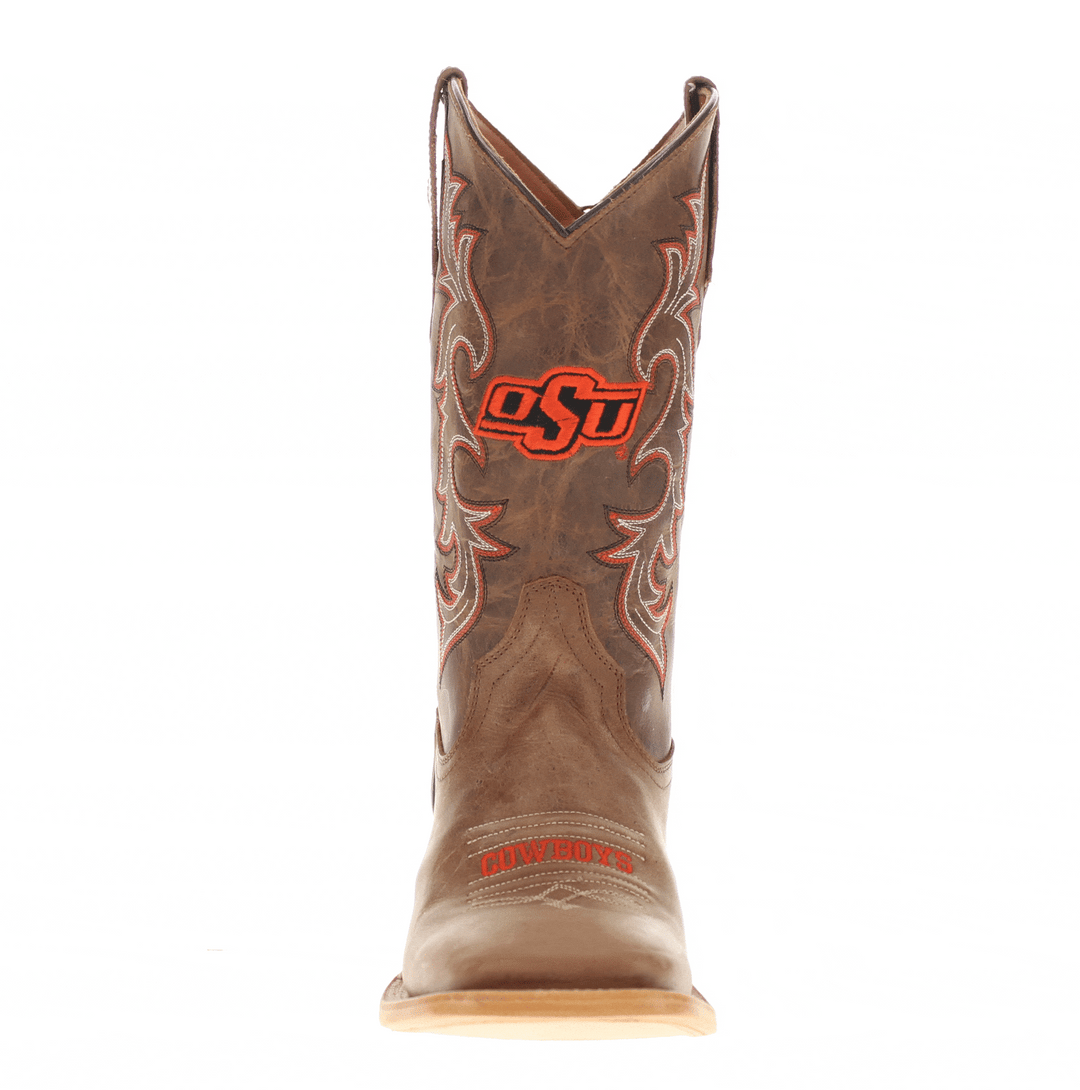 Men's Oklahoma State University Tan Sqaure Toe Cowboy Boots by Vaccari