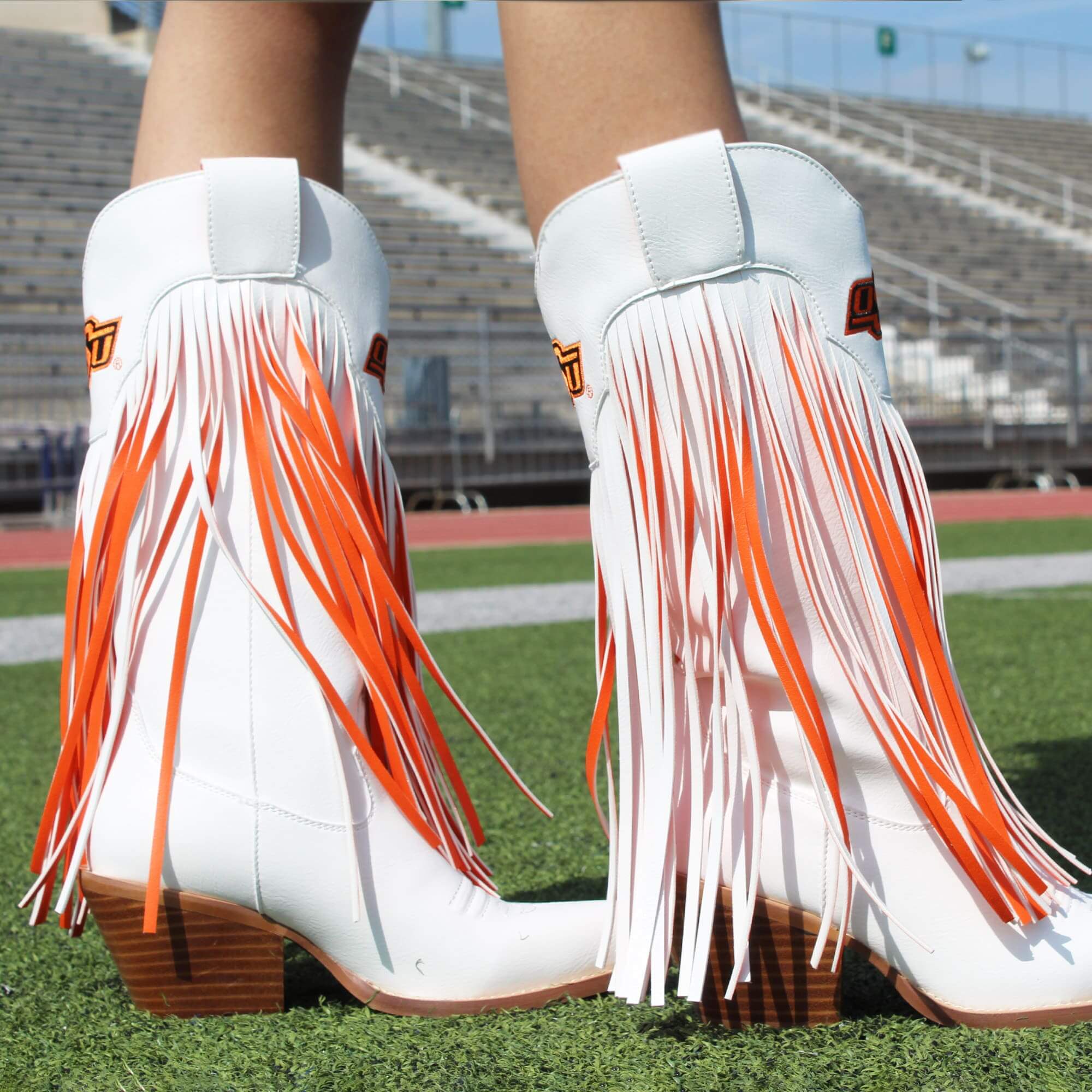 Oklahoma State University Kacey White Fringe Boot By V By Vaccari