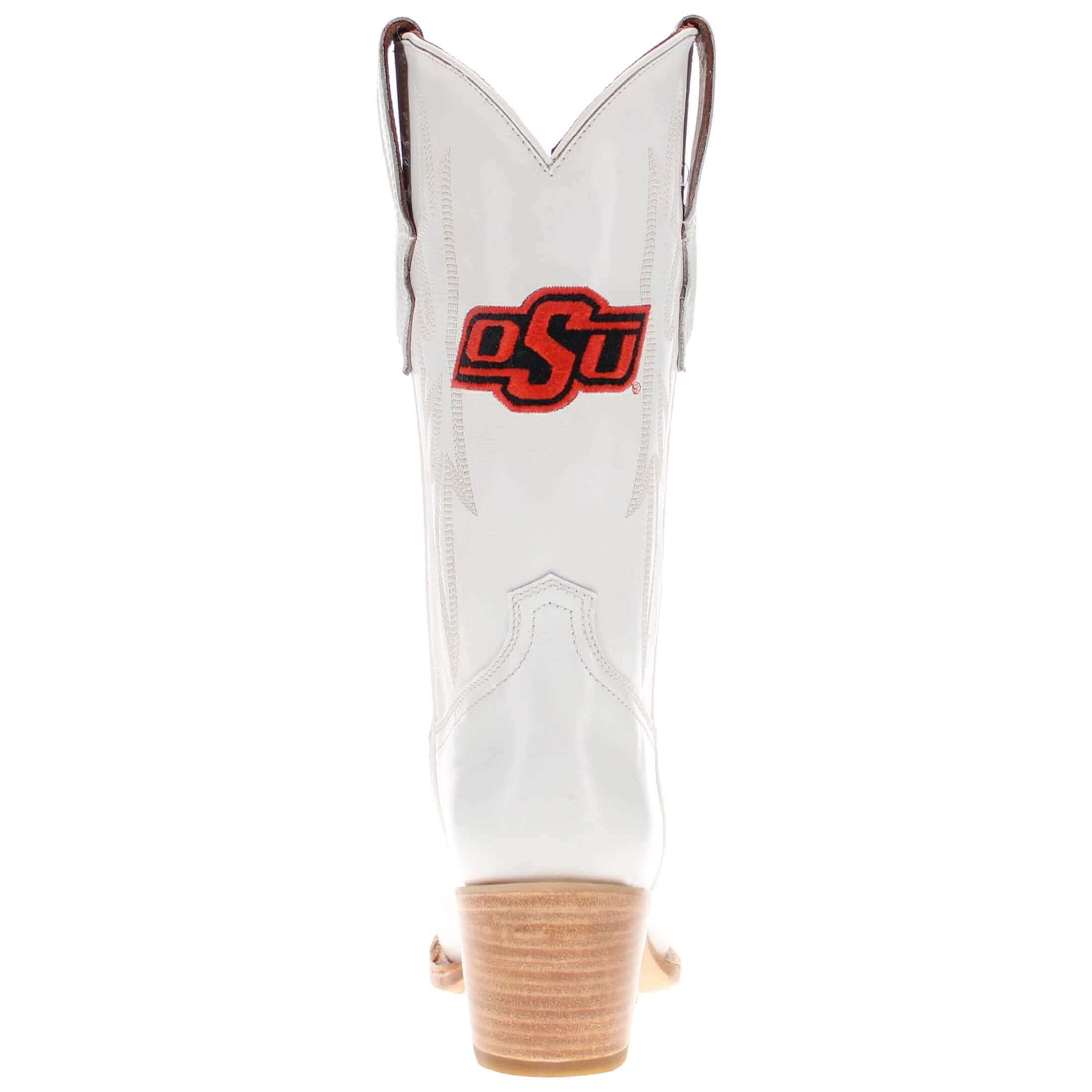 Women's Oklahoma State University All White Pointed Toe Cowgirl Boots Leighton Vaccari University