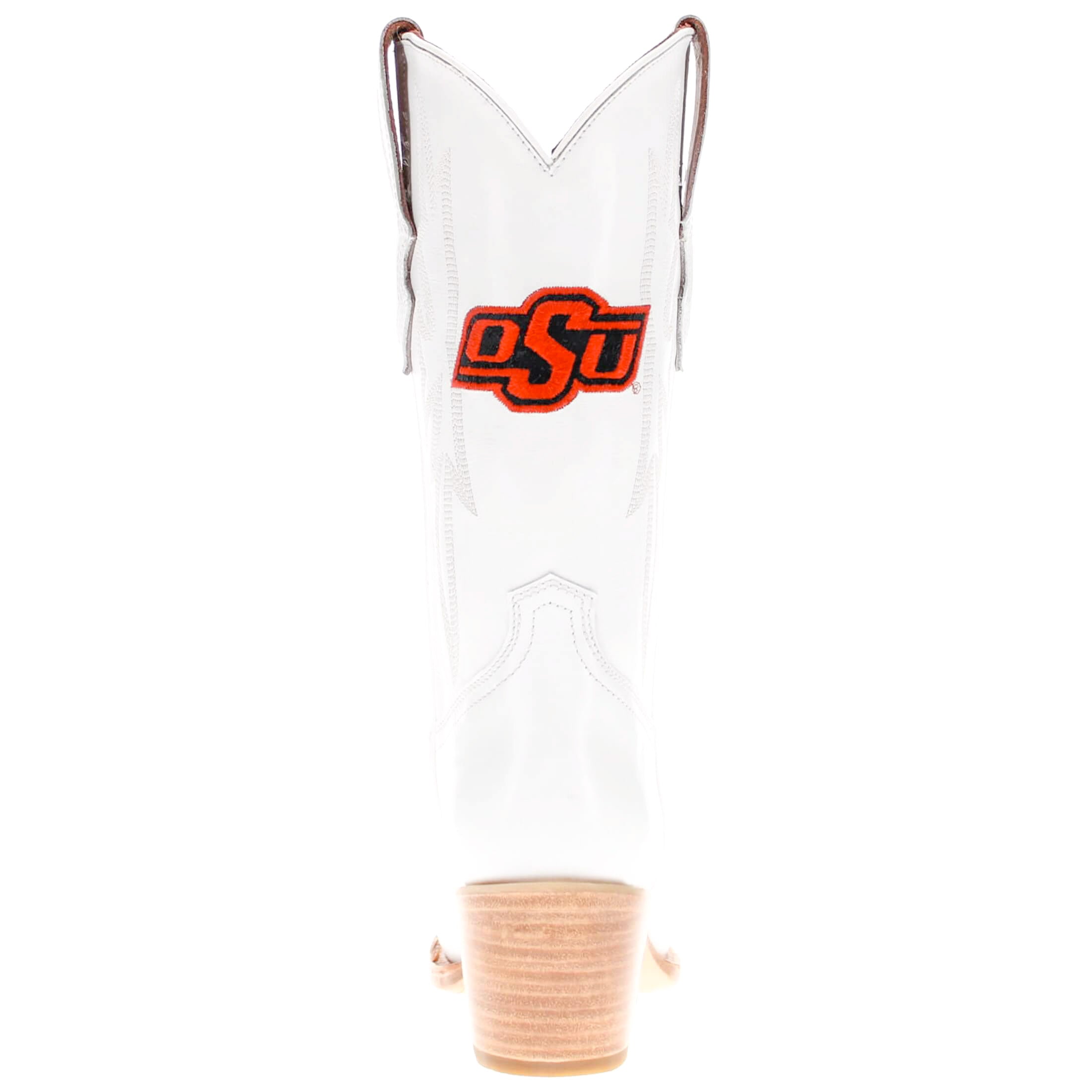 Women's Oklahoma State University All White Pointed Toe Cowgirl Boots Leighton Vaccari University