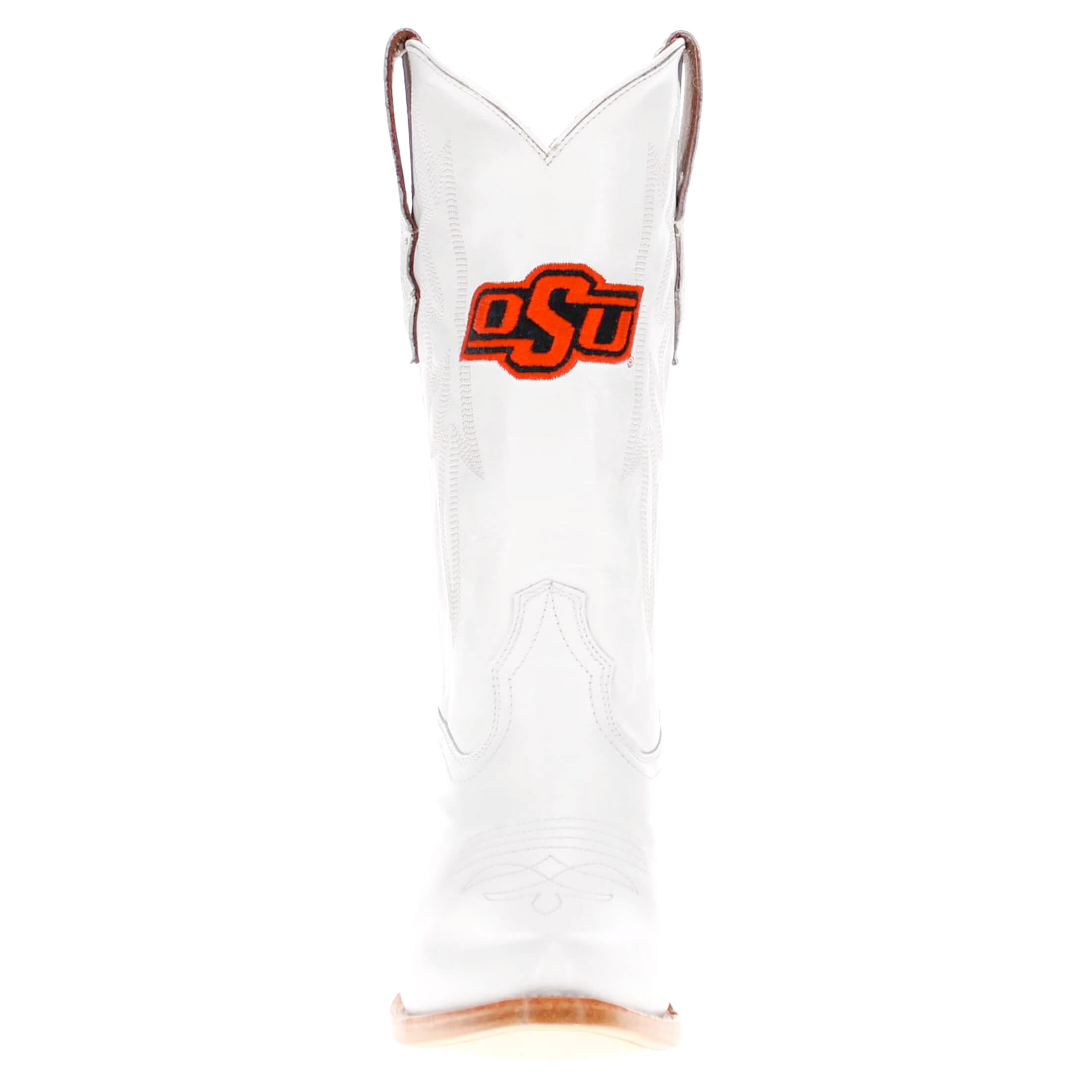 Women's Oklahoma State University All White Pointed Toe Cowgirl Boots Leighton Vaccari University