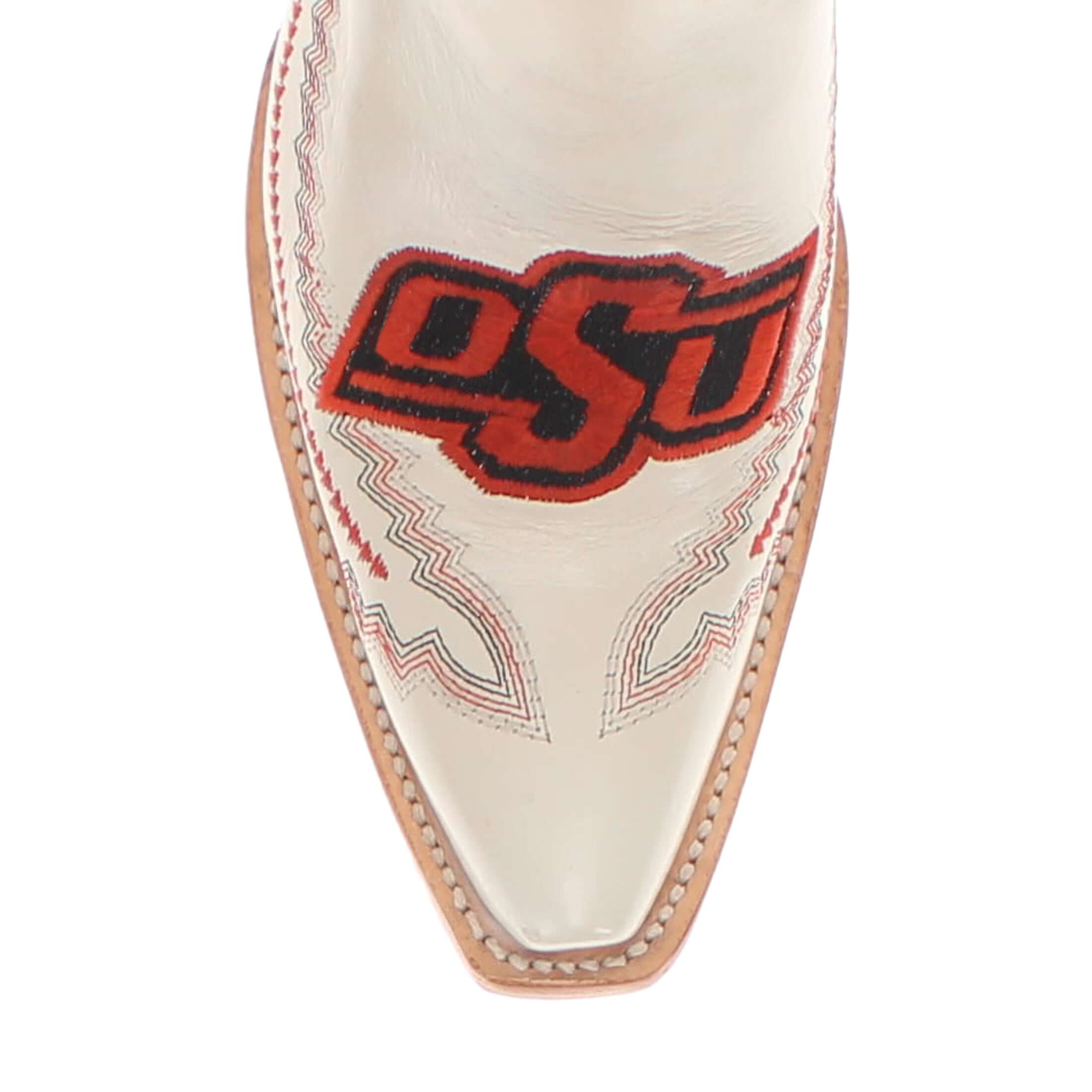 Women's Oklahoma State University Bone Snip Toe Cowgirl Boots Naomi by Vaccari