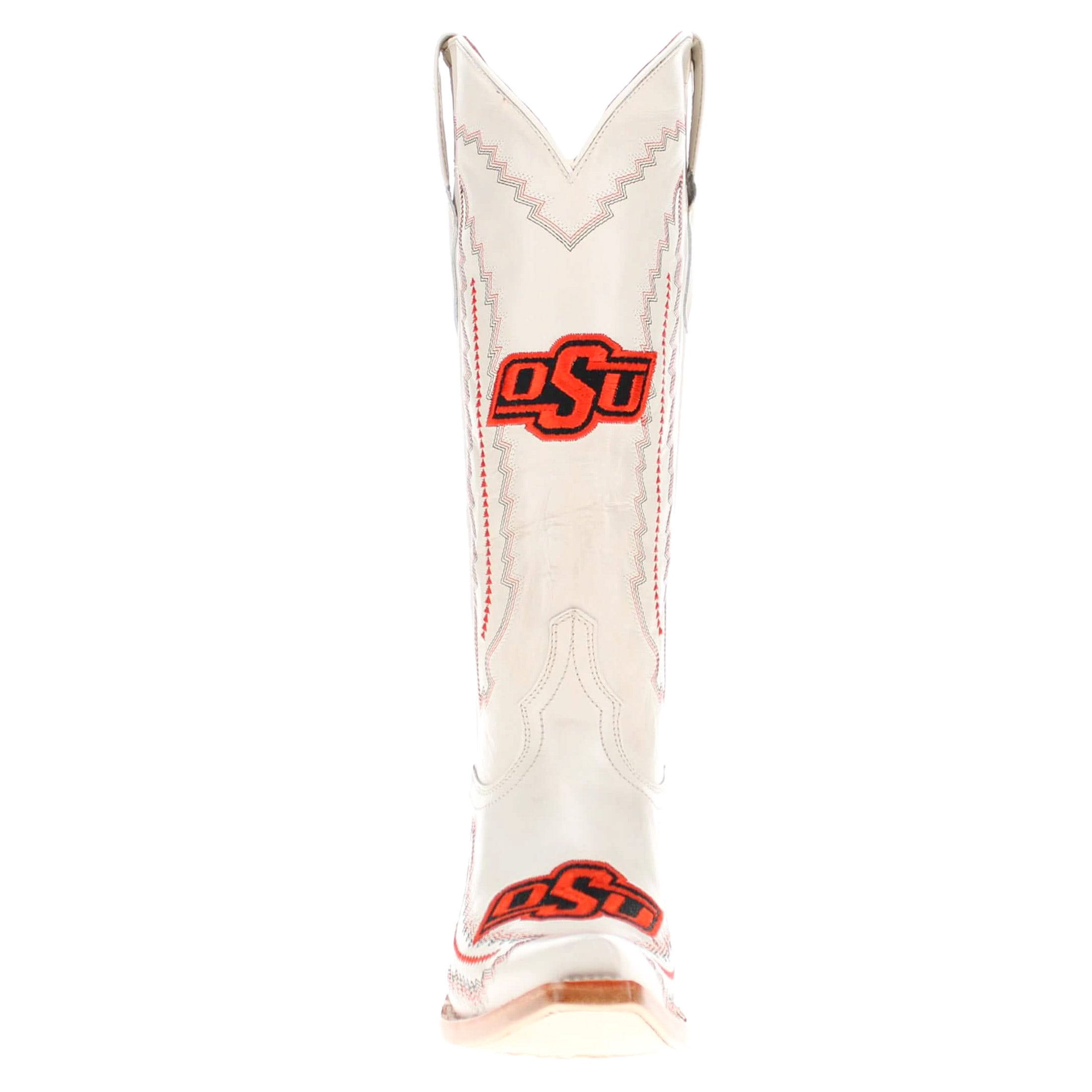 Women's Oklahoma State University Bone Snip Toe Cowgirl Boots Naomi by Vaccari