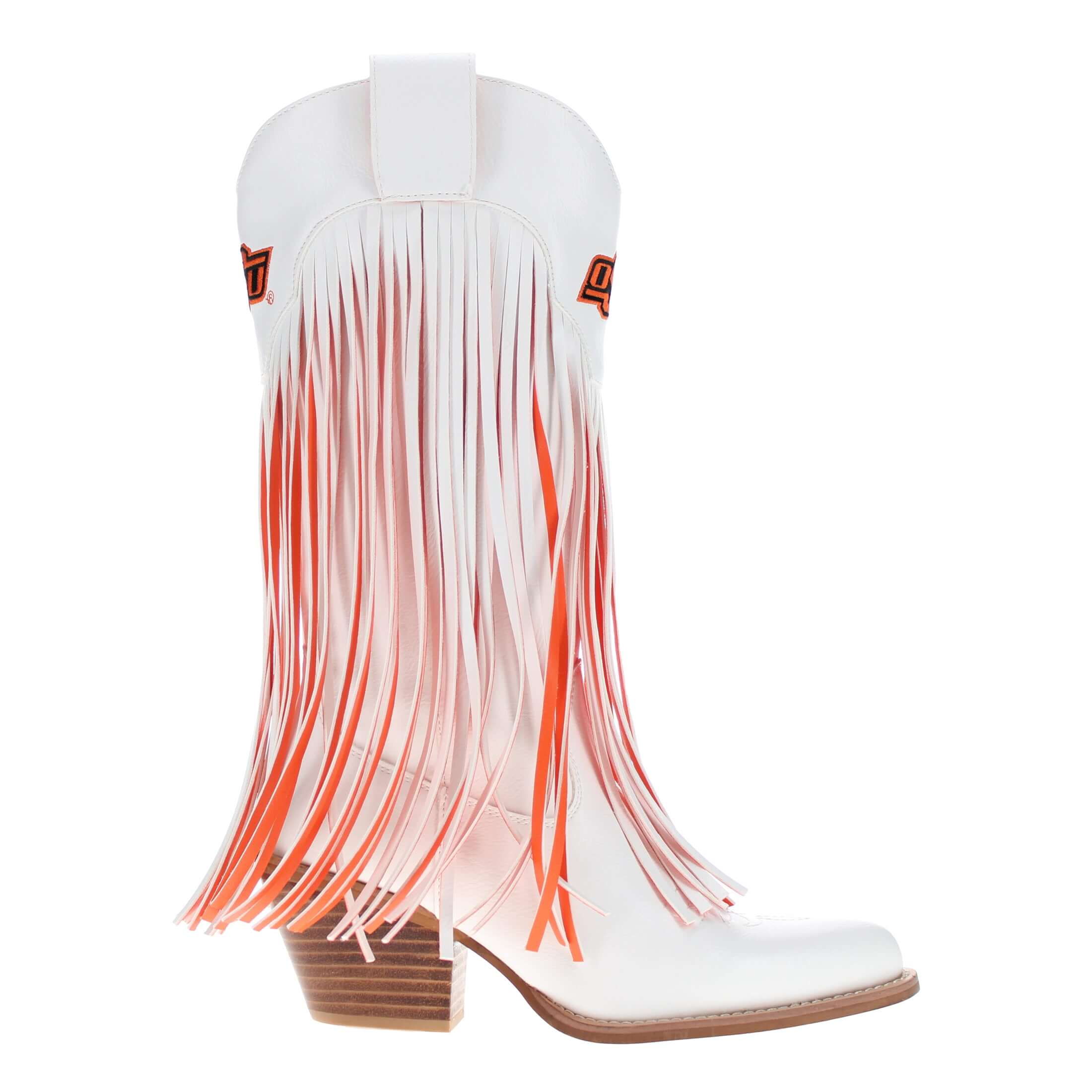 Oklahoma State University Kacey White Fringe Boot By V By Vaccari