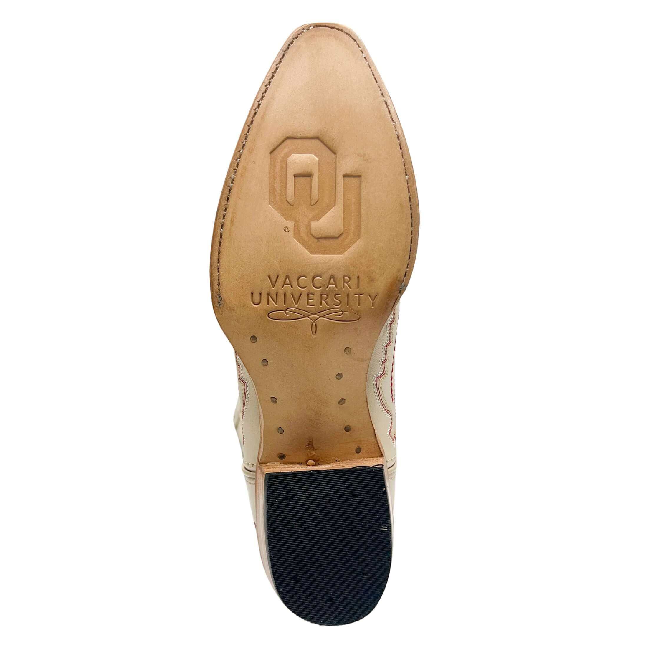 Women's University of Oklahoma Sooners Bone Snip Toe Cowgirl Boots Naomi by Vaccari