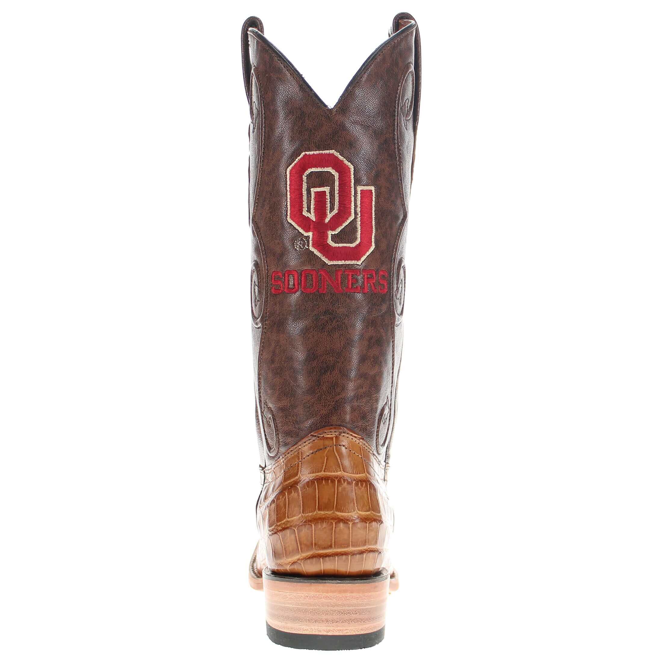 Men's University of Oklahoma Sooners Tan American Alligator Belly Cowboy Boots James by Vaccari #select-a-toe_jw