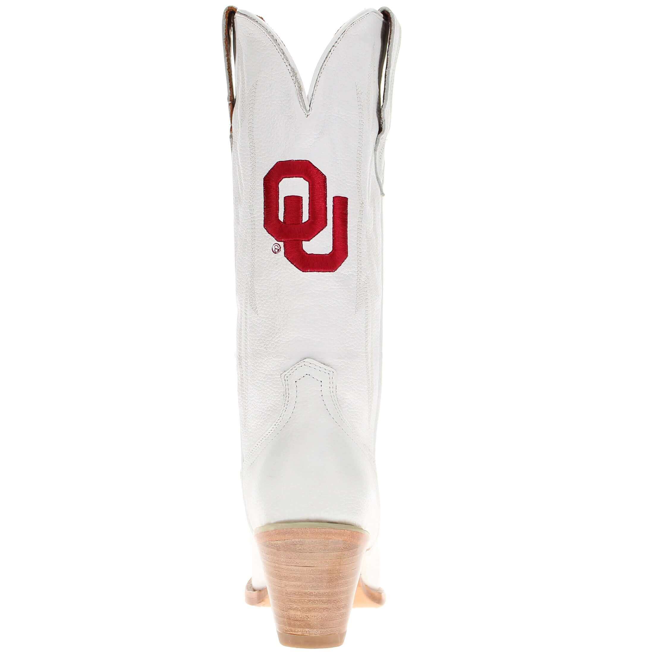 Women's University of Oklahoma Sooners All White Pointed Toe Cowgirl Boots Leighton by Vaccari