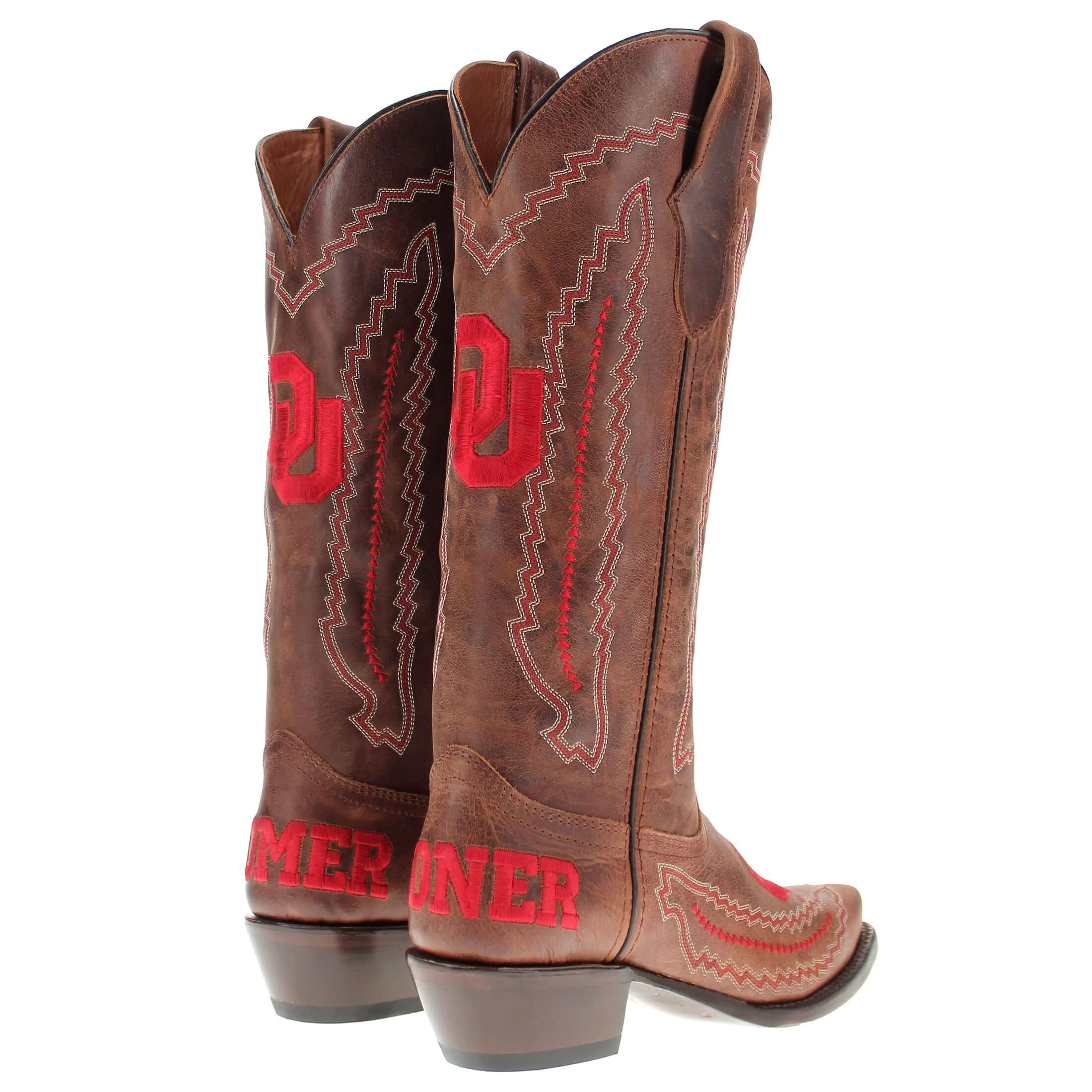 Women's Universtiy of Oklahoma Sooners Cowgirl Boots | Brown Snip Toe Boots | Officially Licensed | Naomi