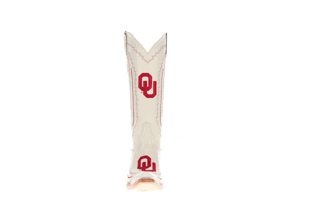 Women's University of Oklahoma Sooners Bone Snip Toe Cowgirl Boots Naomi by Vaccari