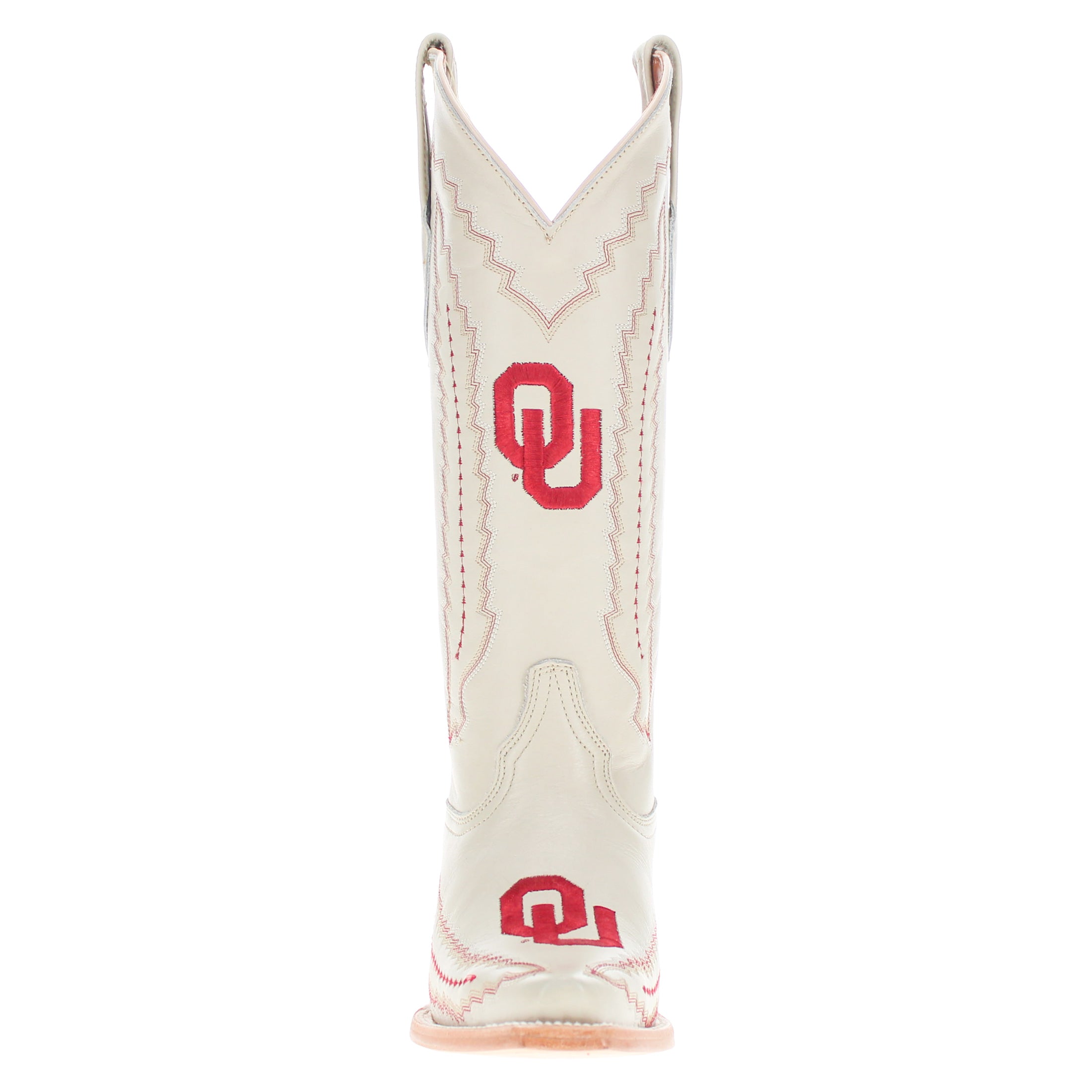 Women's University of Oklahoma Sooners Bone Snip Toe Cowgirl Boots Naomi by Vaccari