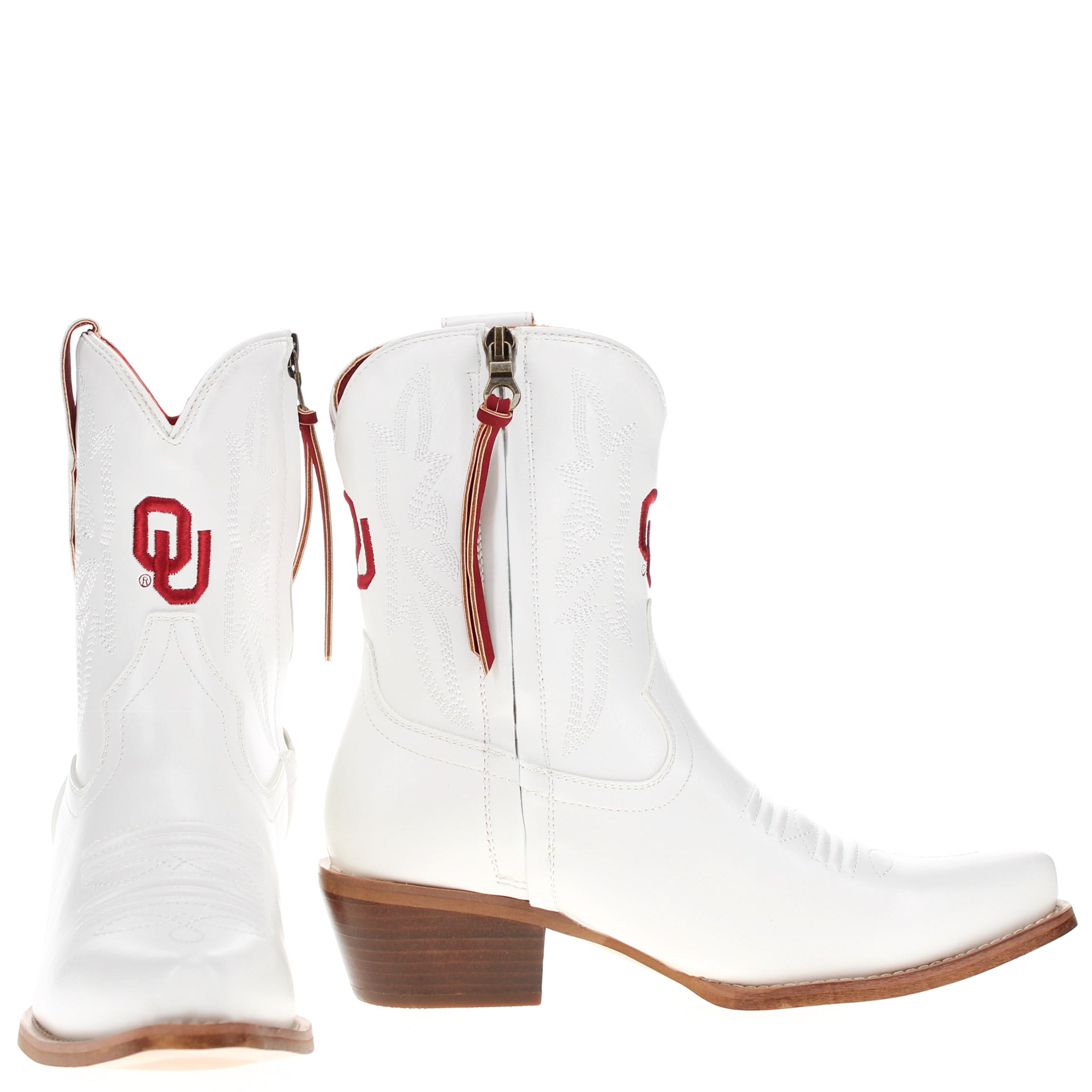 Women's University of Oklahoma White Cowgirl Boots with Color Tassel Lynn by V by Vaccari