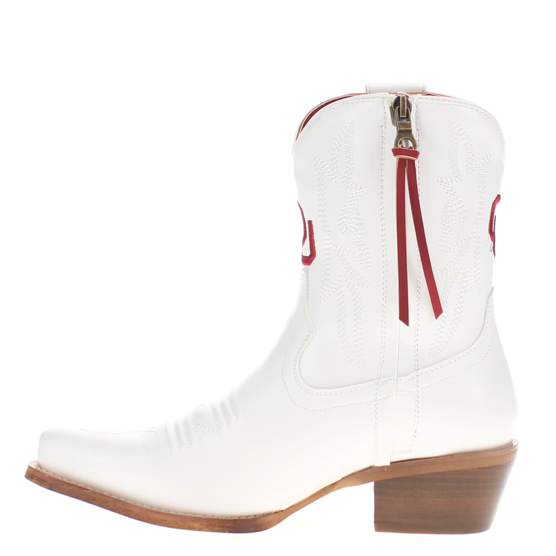 Women's University of Oklahoma White Cowgirl Boots with Color Tassel Lynn by V by Vaccari