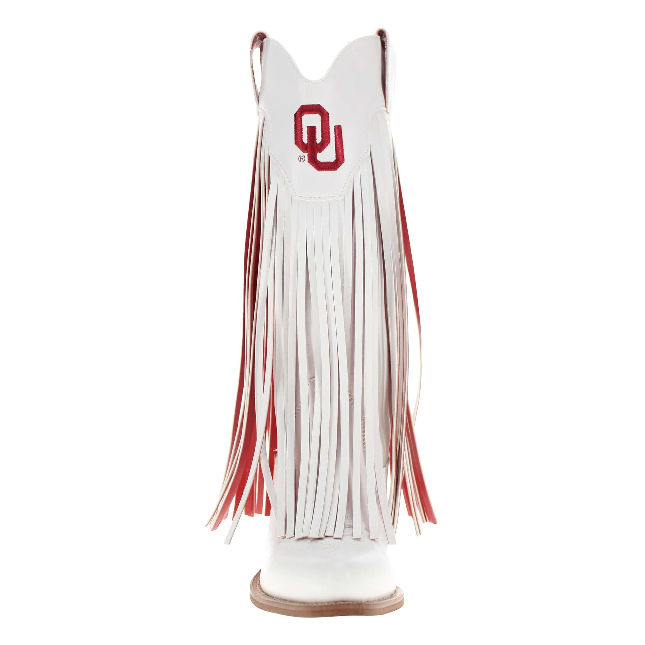 University of Oklahoma Kacey White Fringe Boot By V By Vaccari