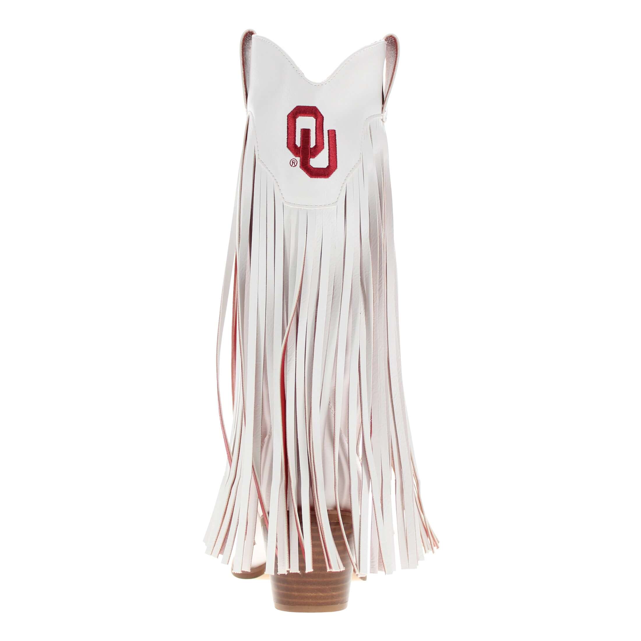 University of Oklahoma Kacey White Fringe Boot By V By Vaccari