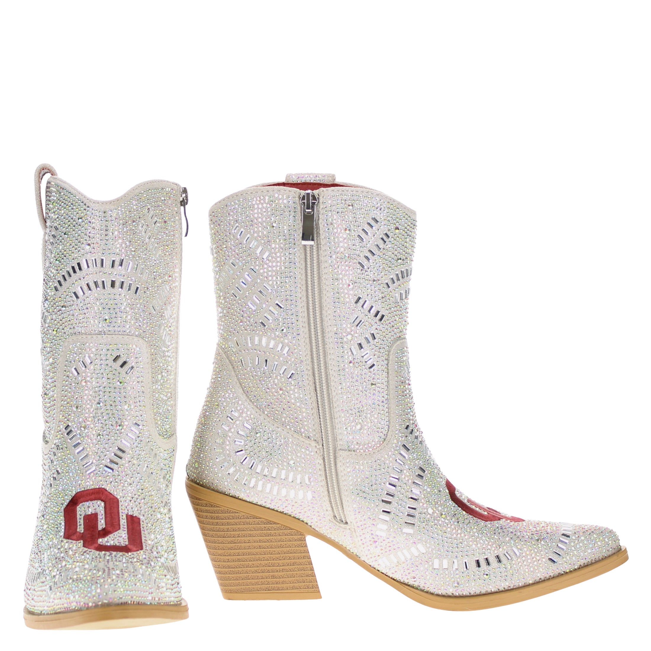 Women's University of Oklahoma Natural Bling Cowgirl Booties Jade by V by Vaccari