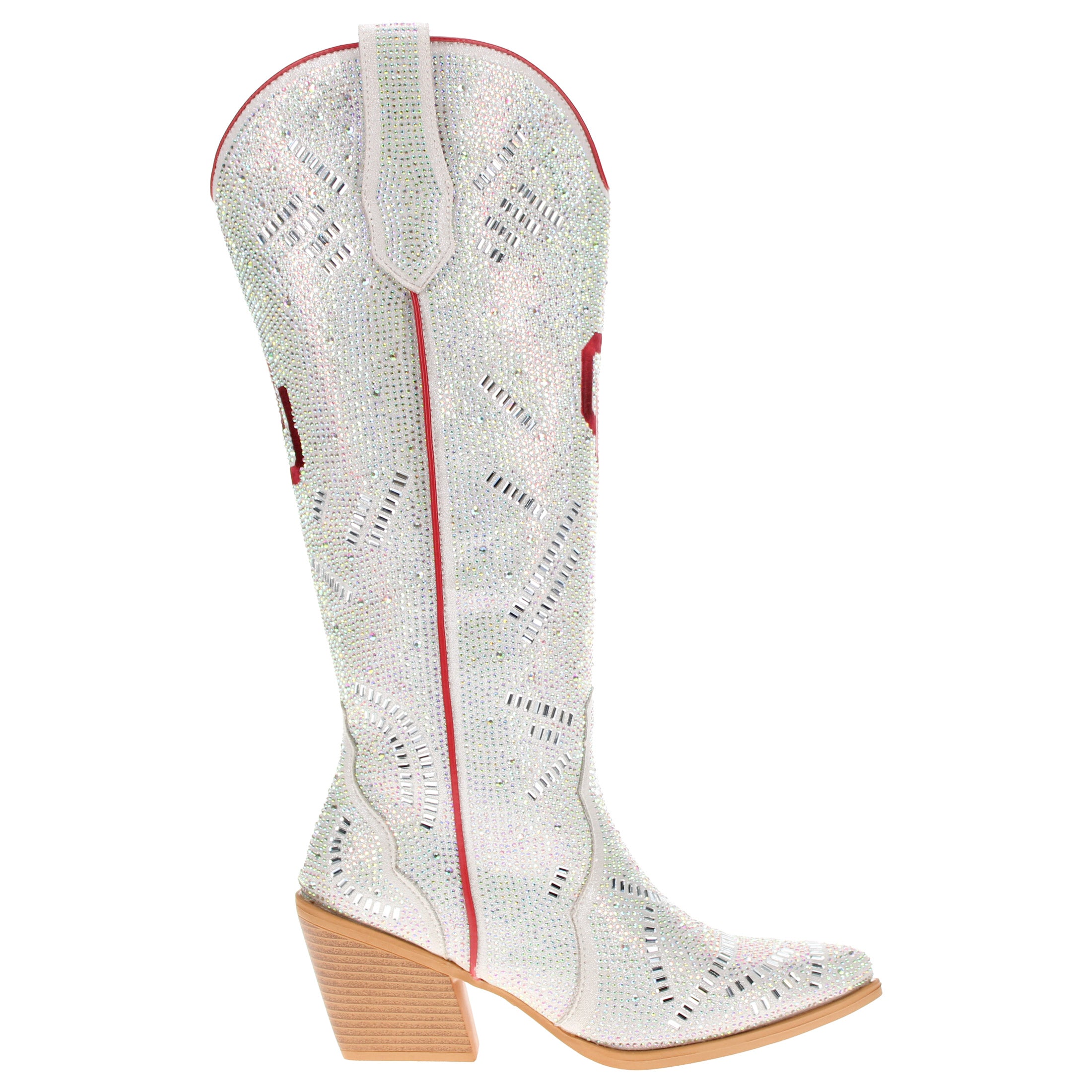 Women's University of Oklahoma Natural Tall Bling Cowgirl Boots Amber by V by Vaccari